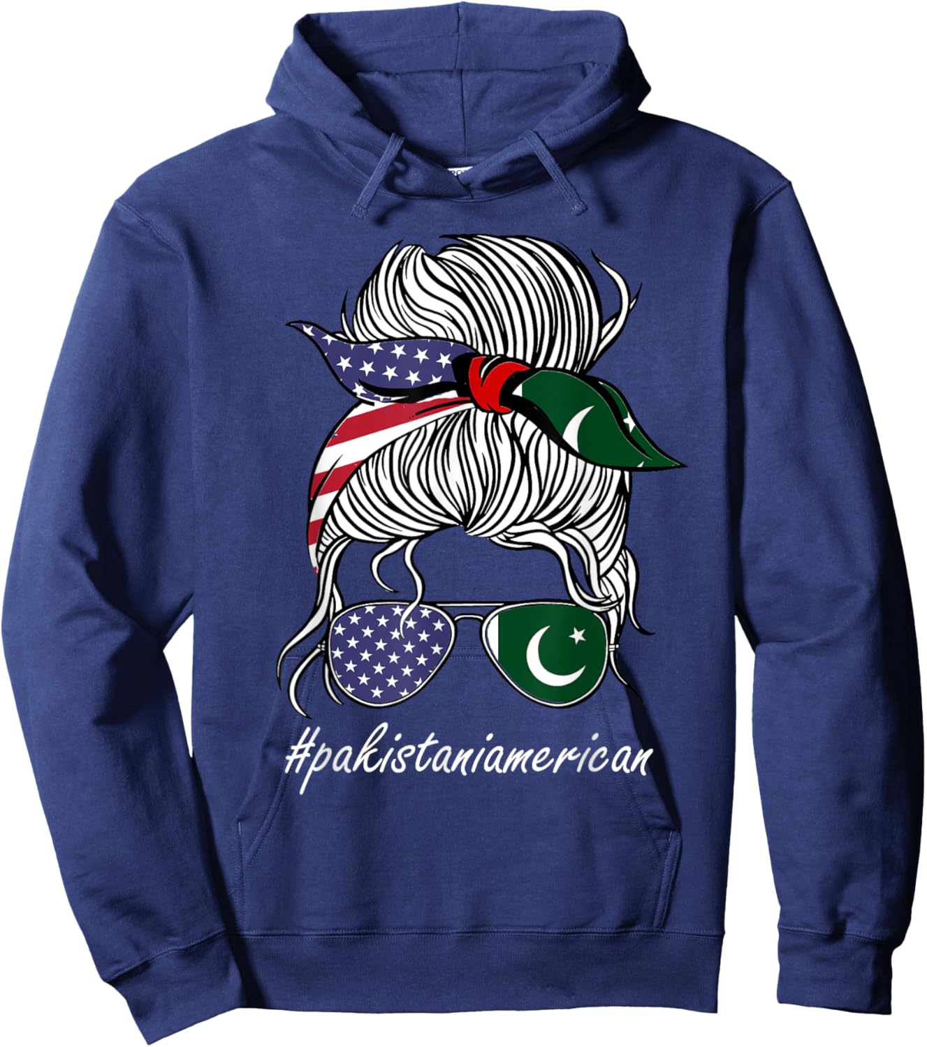 Pakistan Heritage American Grown Women Girl Pakistan Flag Hoodie - Hoodie | Navy