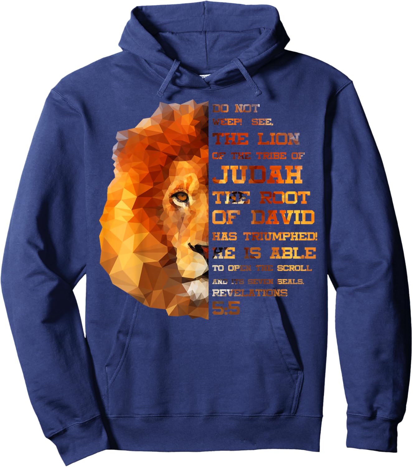 Lion Tribe of Judah Hebrew Christ Israelite Revelations 5:5 Hoodie - Hoodie | Navy
