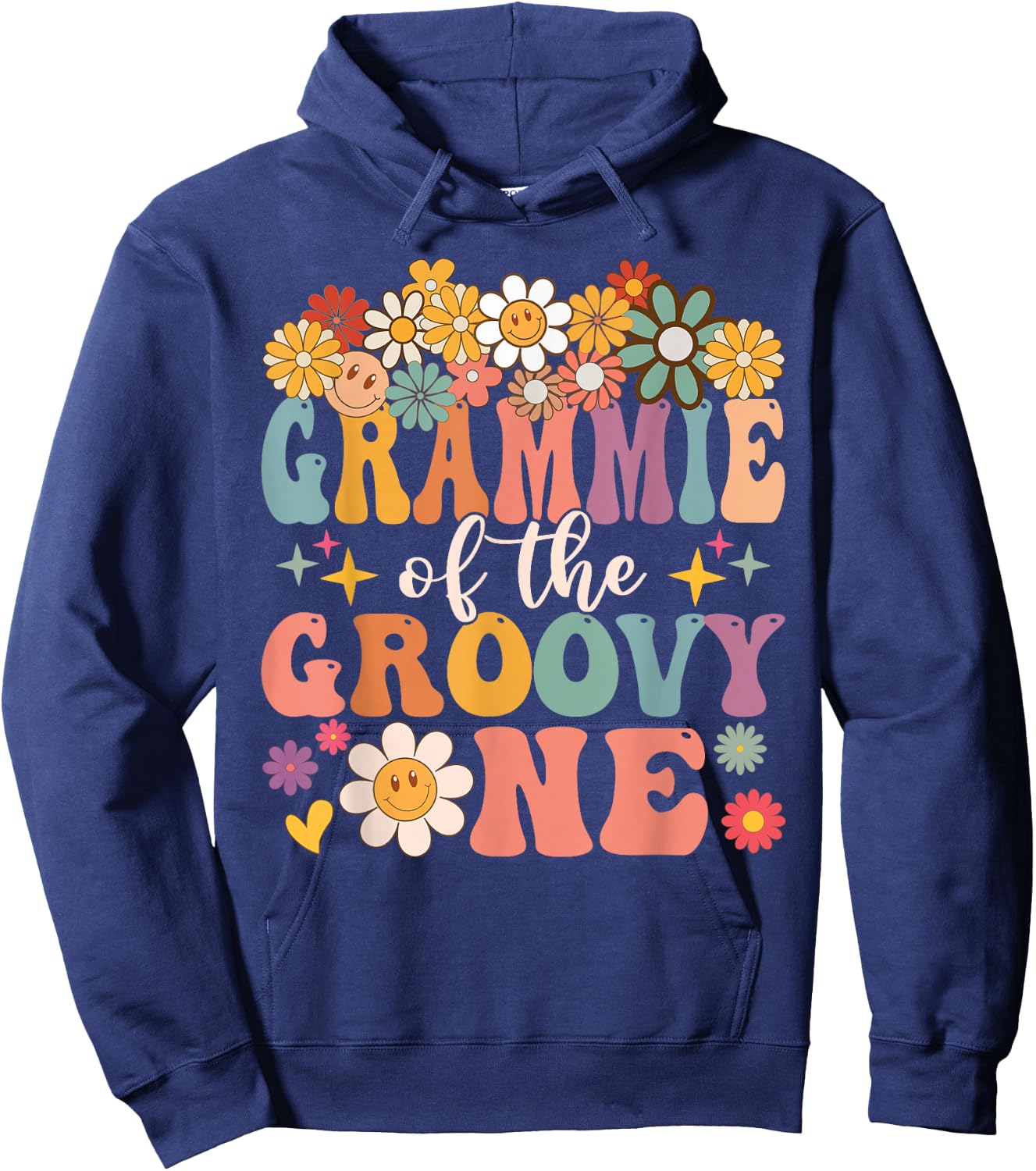 Retro Grammie of Groovy One Matching Family 1st Birthday Hoodie - Hoodie | Navy