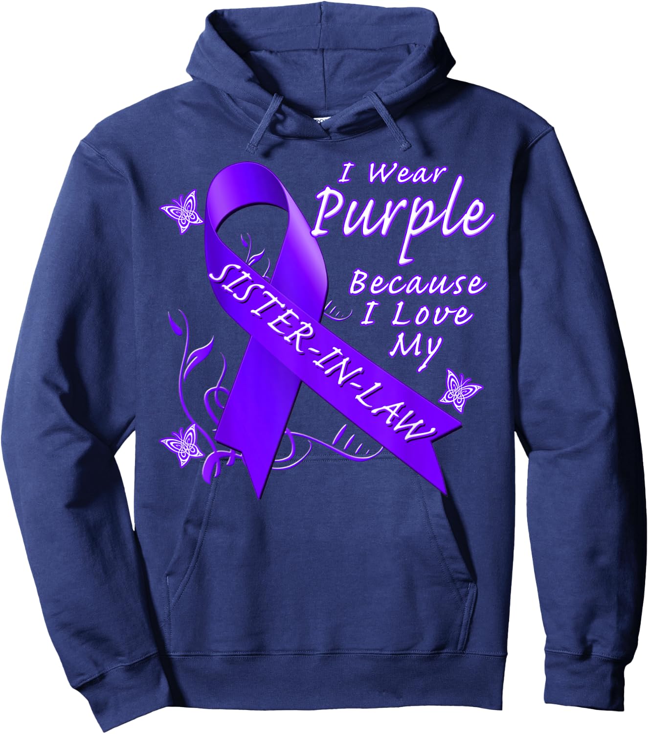 Alzheimer's Awareness Sister In Law Purple Ribbon Hoodie - Hoodie | Navy