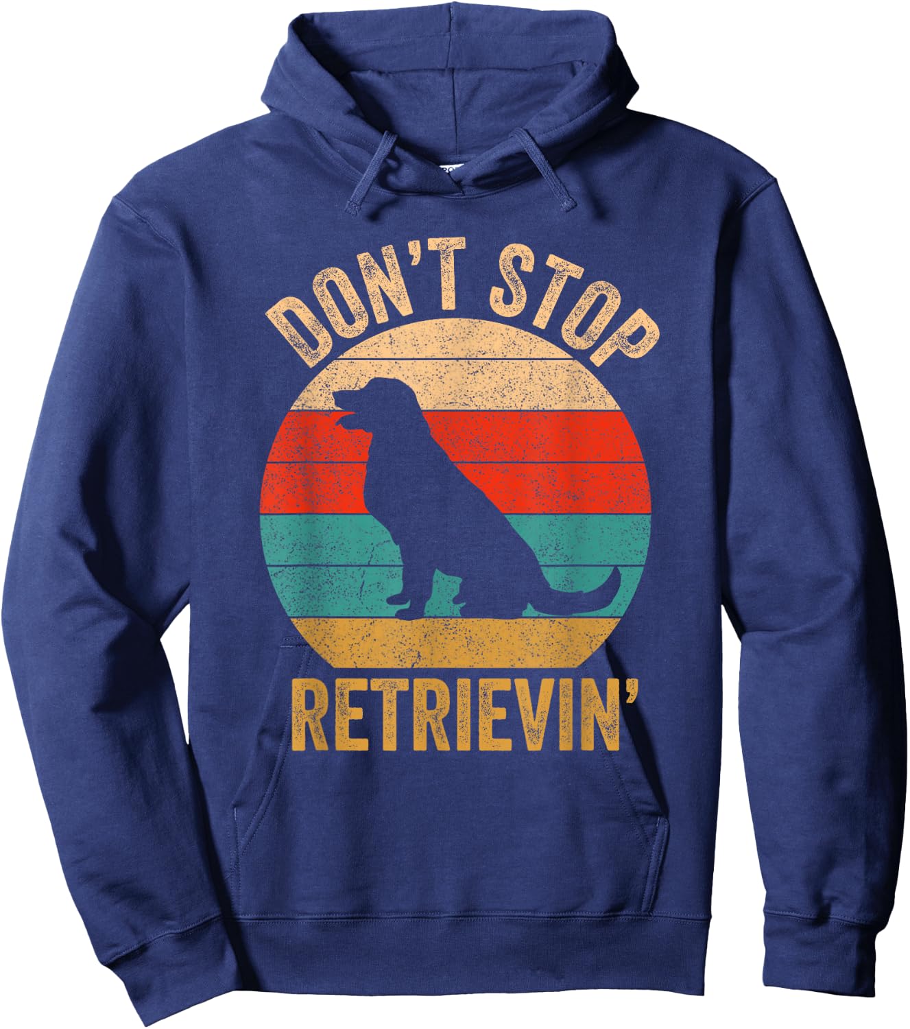 Don't Stop Retrieving - Vintage Golden Retriever Hoodie - Hoodie | Navy