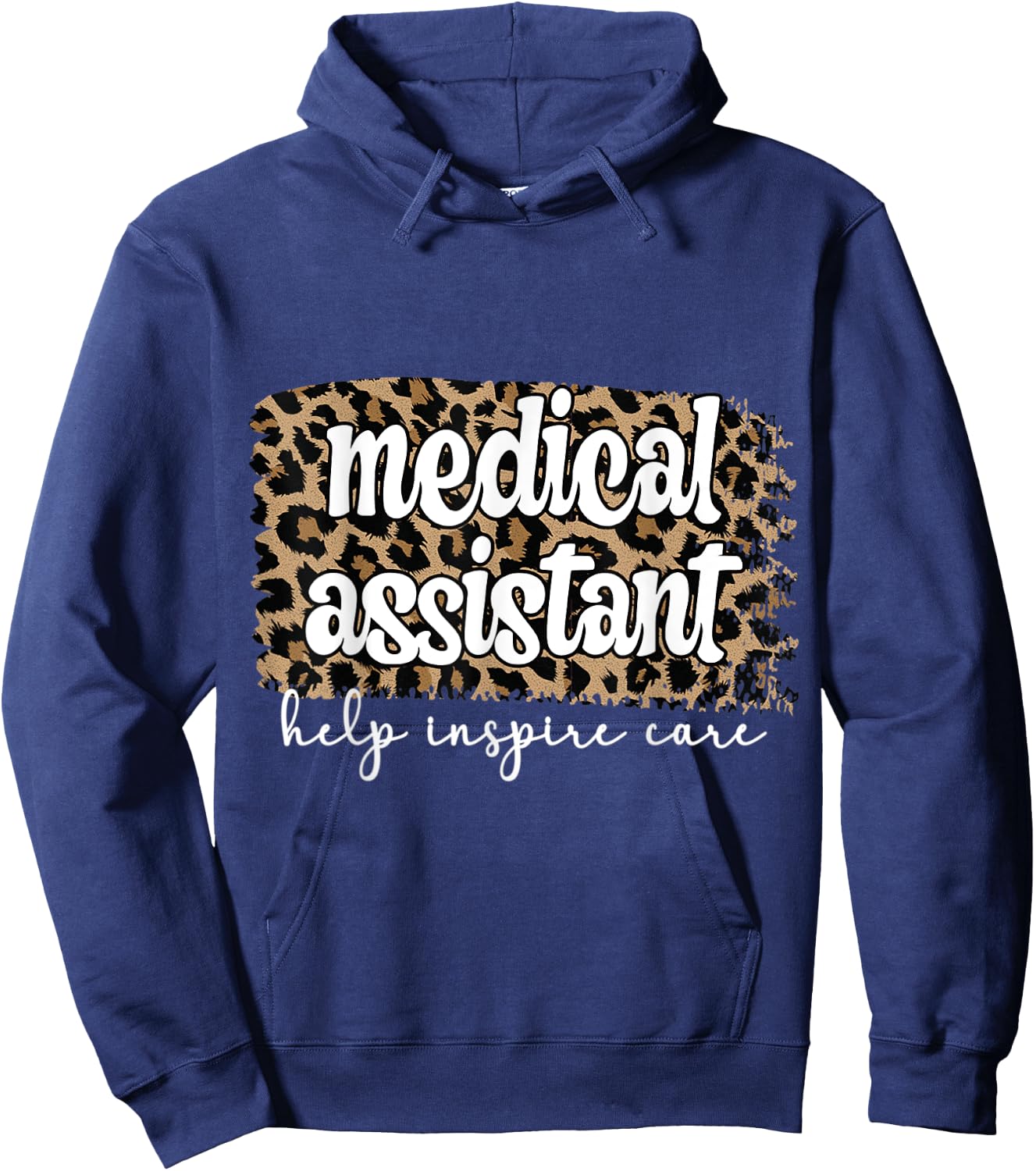 Leopard Cheetah Print Medical Assistant Help Inspire Care Hoodie - Hoodie | Navy