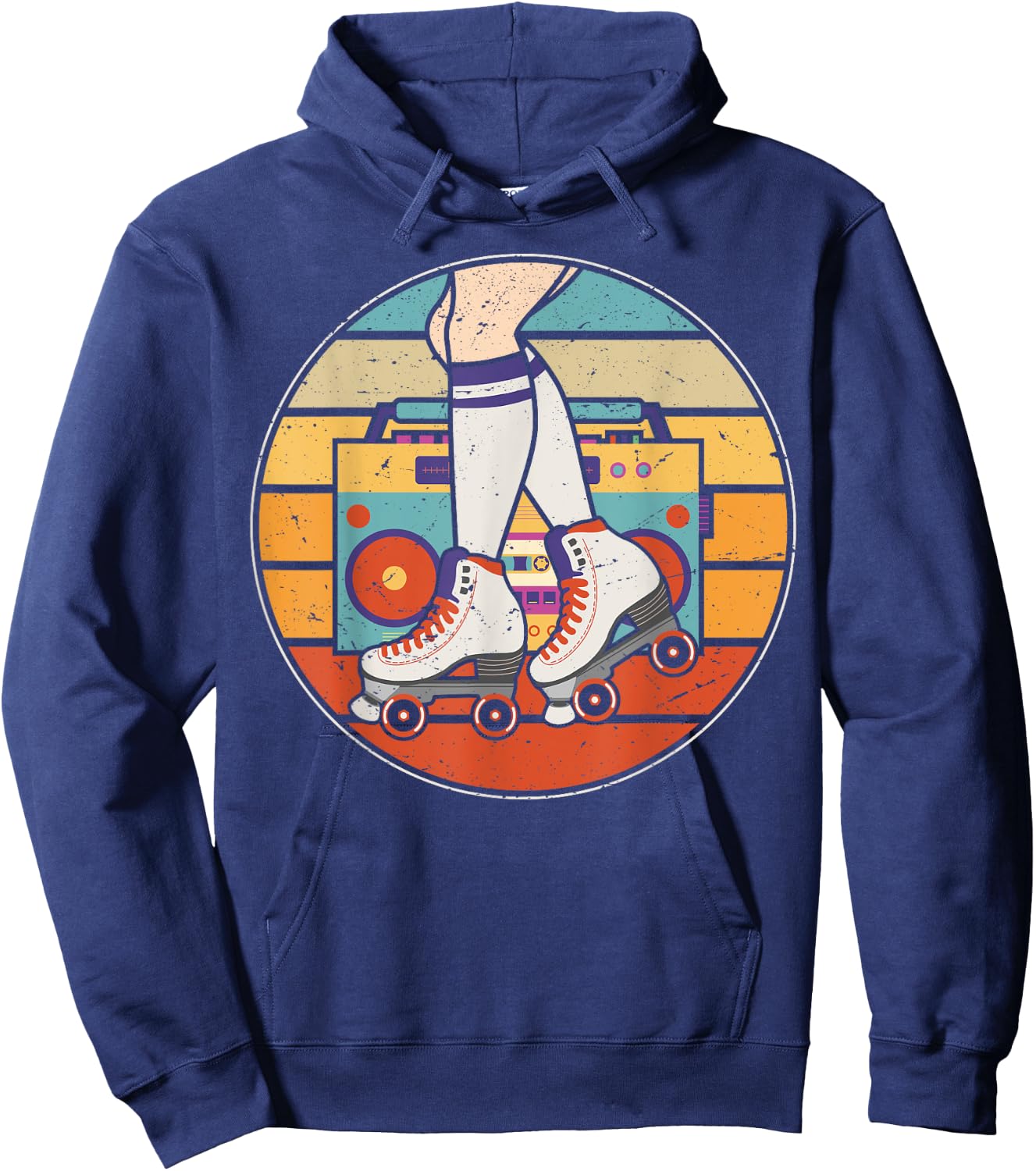 Roller Girl Skate Radio Skating Disco Retro 70s/80s Hoodie - Hoodie | Navy