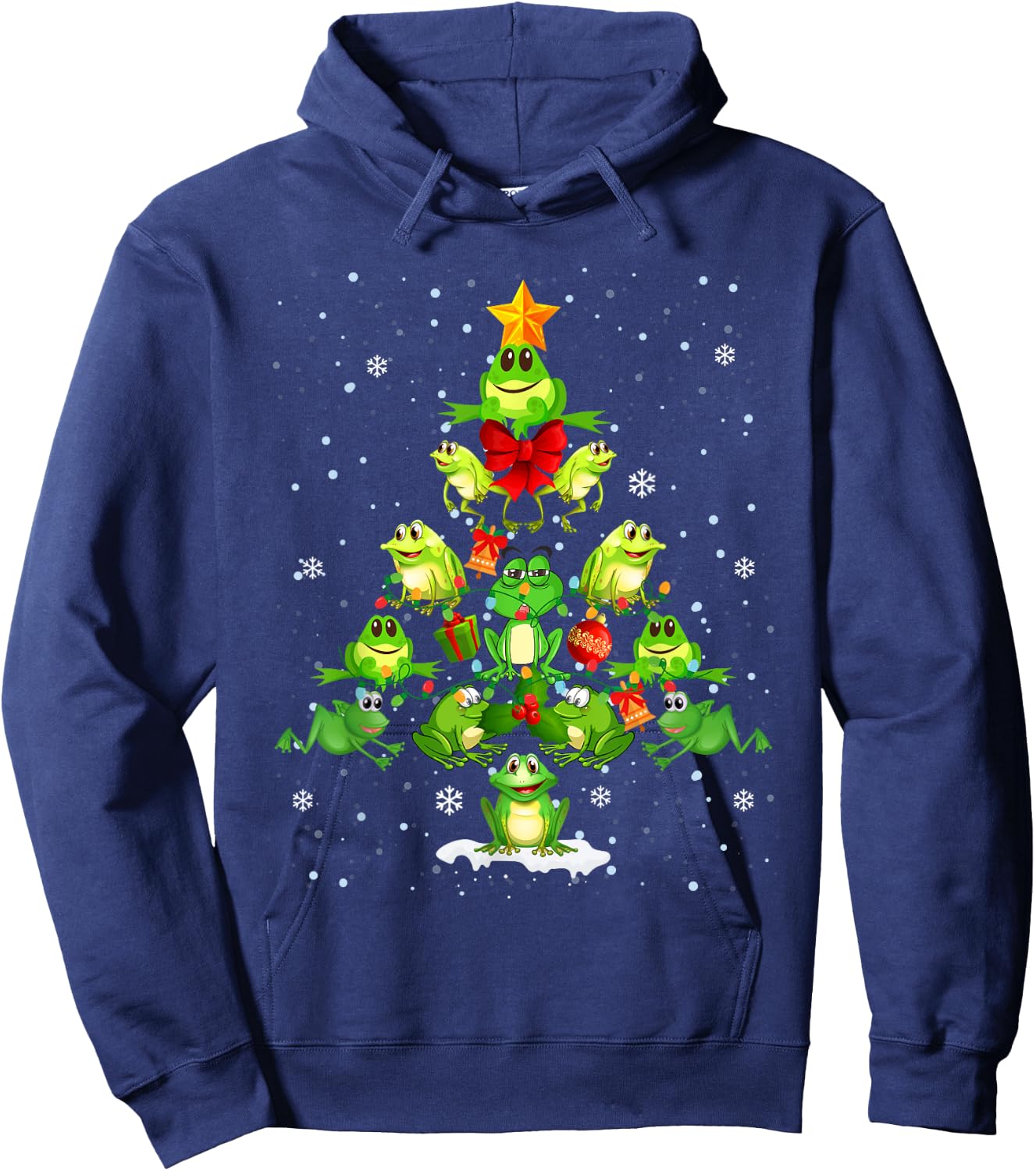 Cute Frog Christmas Tree Gift Decor Xmas Tree Hoodie - Hoodie | Navy