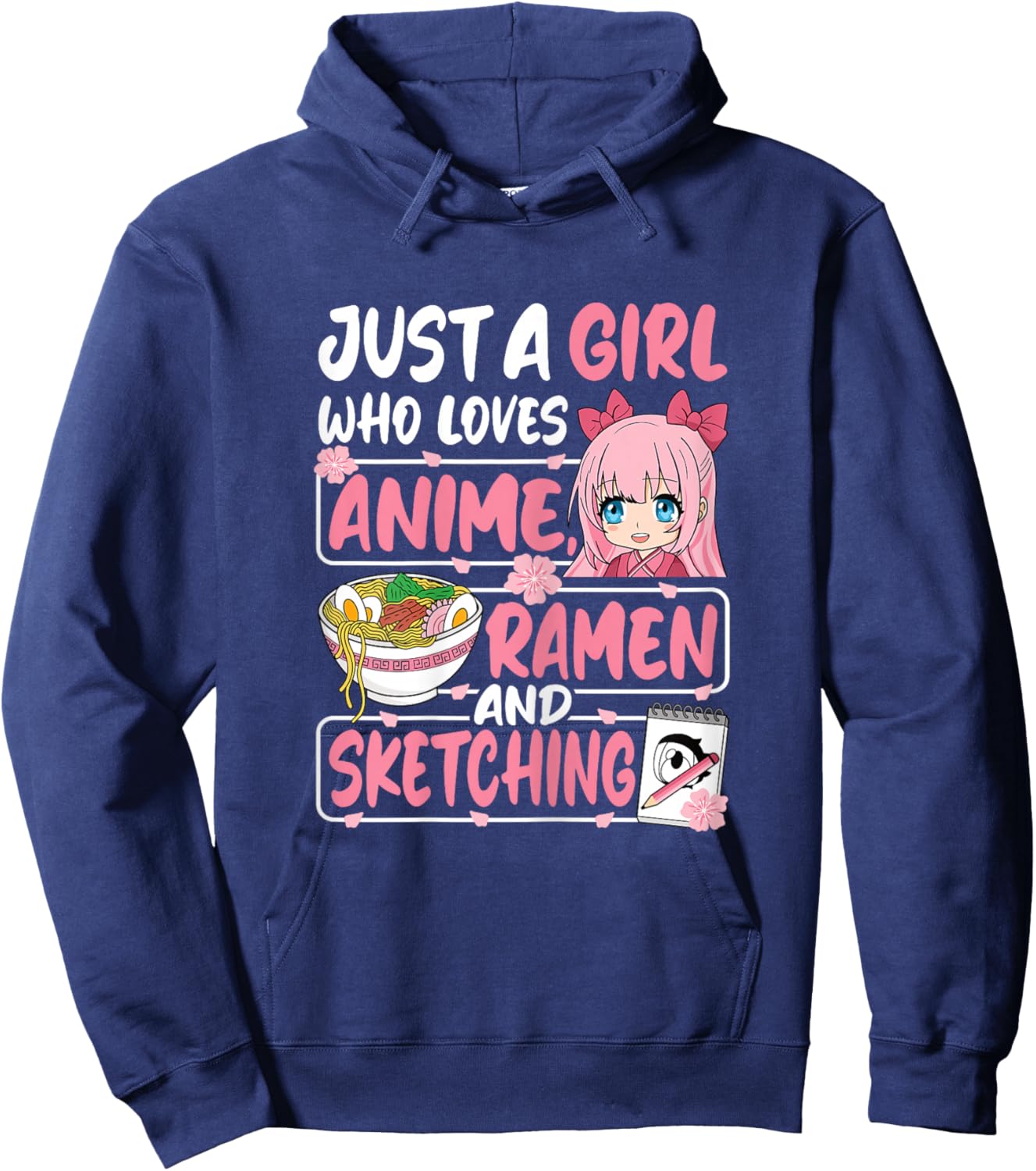 Just A Girl Who Loves Anime Ramen and Sketching Japan Women Hoodie - Hoodie | Navy