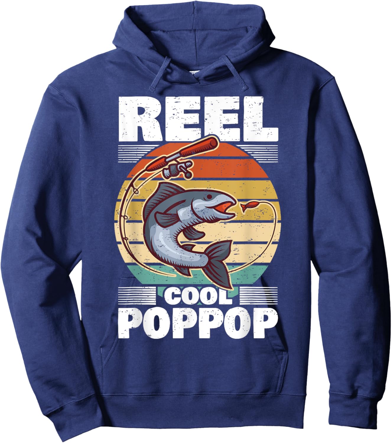 PopPop Father's Day Fish Angling Fishing Angler Reel Hoodie - Hoodie | Navy