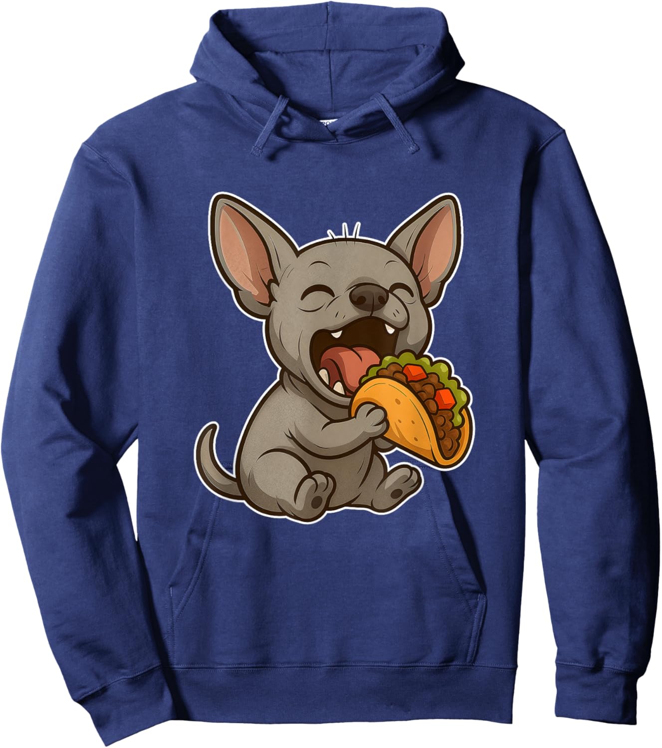 Funny Xolo Dog Eating a Big Taco Kawaii Cartoon Hoodie - Hoodie | Navy