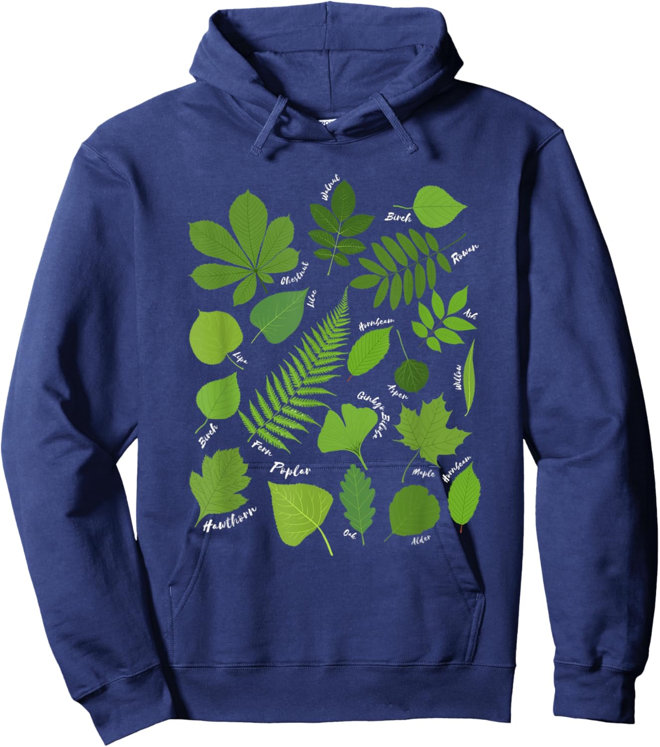 Different Types of Tree Leaves Common Leaves Nature Lovers Hoodie - Hoodie | Navy