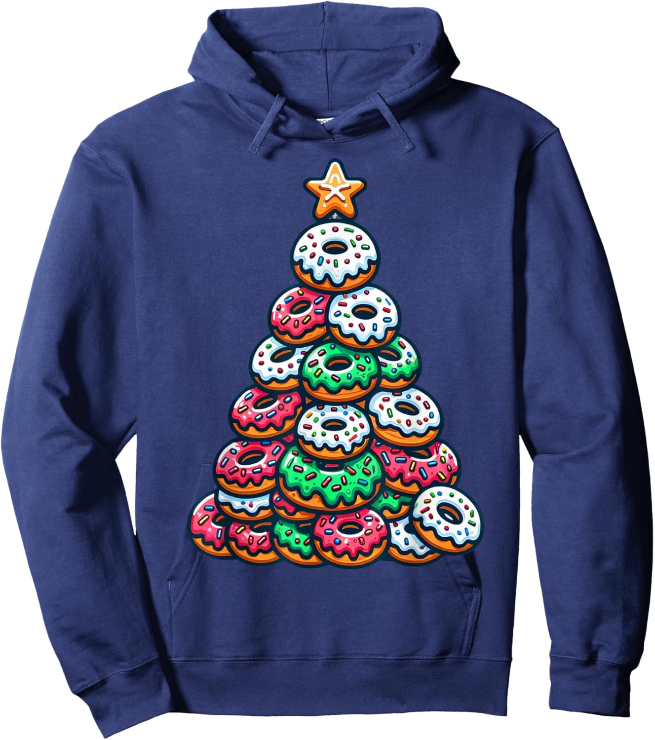 Donuts Christmas Tree Funny Doughnut Xmas Women Men Kids Hoodie - Hoodie | Navy