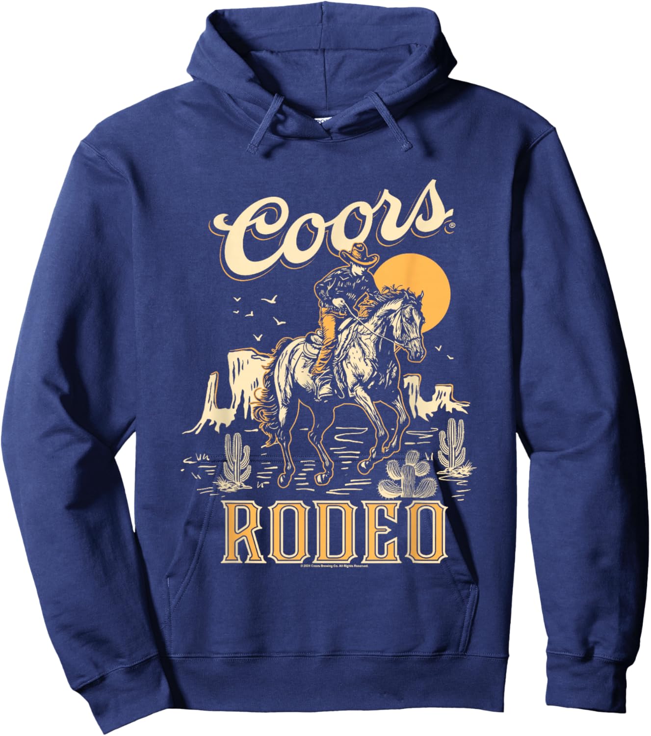 Coors Brewing Company Rodeo Vintage Outline Big Chest Poster Hoodie - Hoodie | Navy
