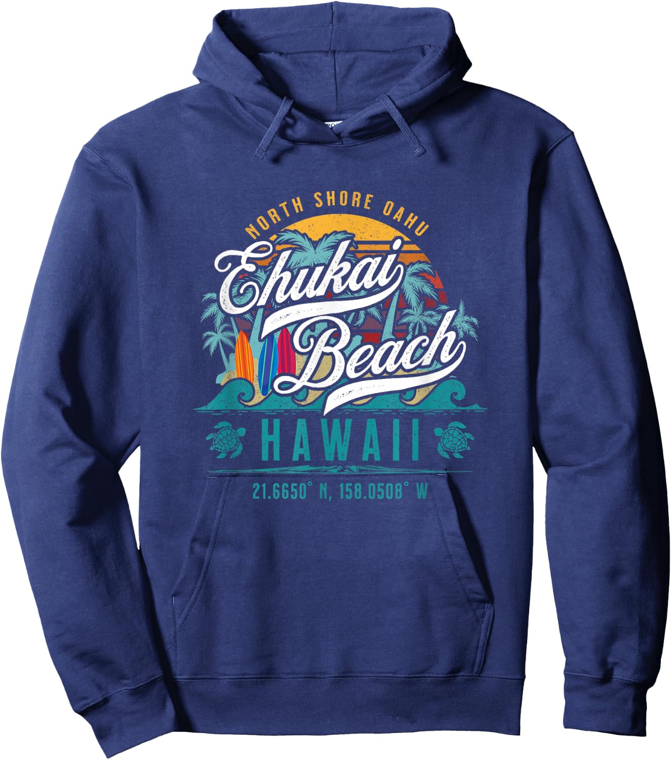 Ehukai Beach North Shore Oahu Hawaii Banzai Pipeline Surfing Hoodie - Hoodie | Navy