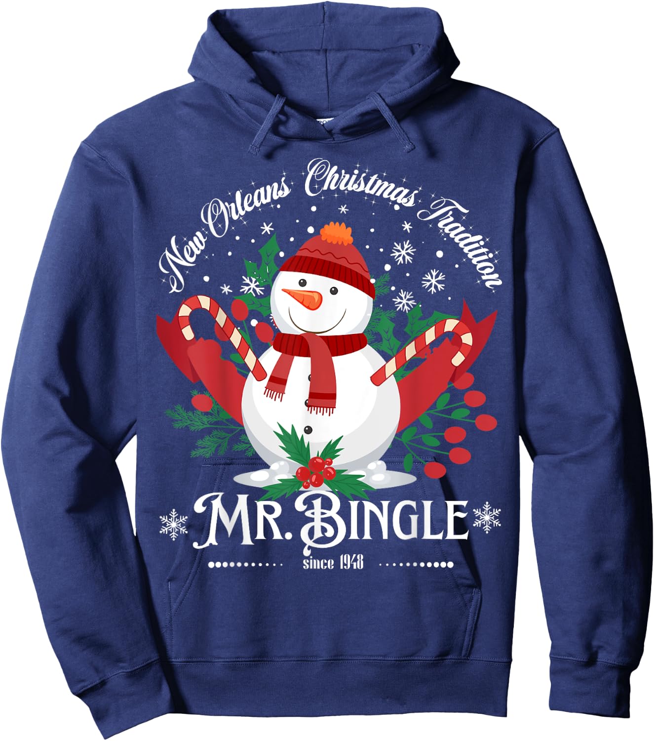 New Orleans Mr.Bingle Christmas Tradition Snowmen Christmas Hoodie - Hoodie | Navy