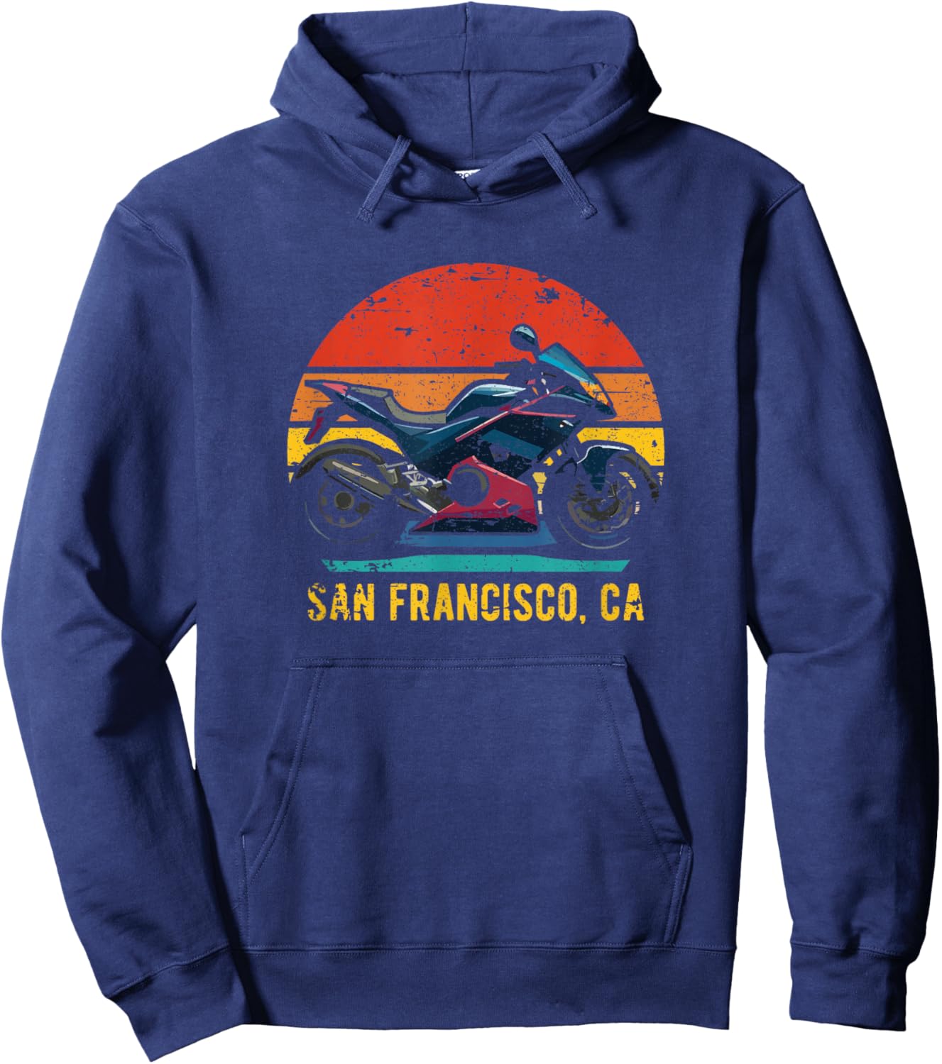San Francisco CA USA Retro Sportbike Motorcycle Design Hoodie - Hoodie | Navy