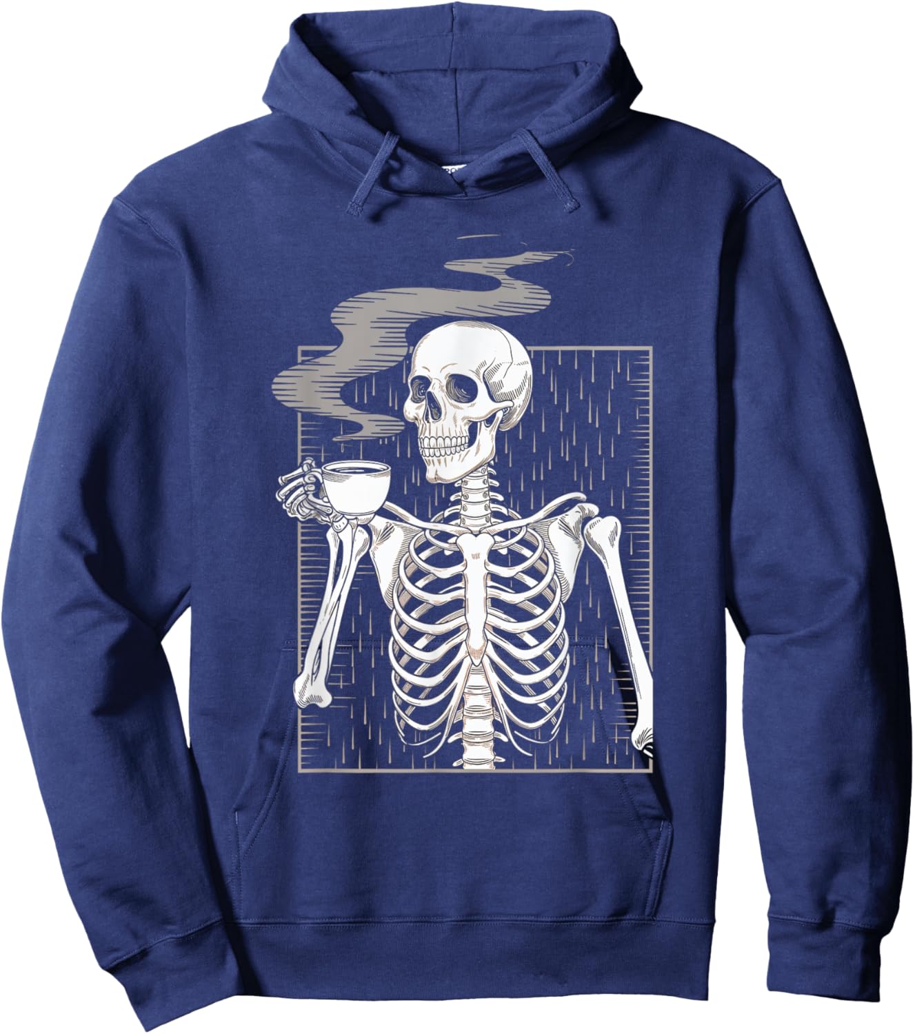 Skeleton Drinking Coffee Caffeine Skull Coffee Lover Hoodie - Hoodie | Navy