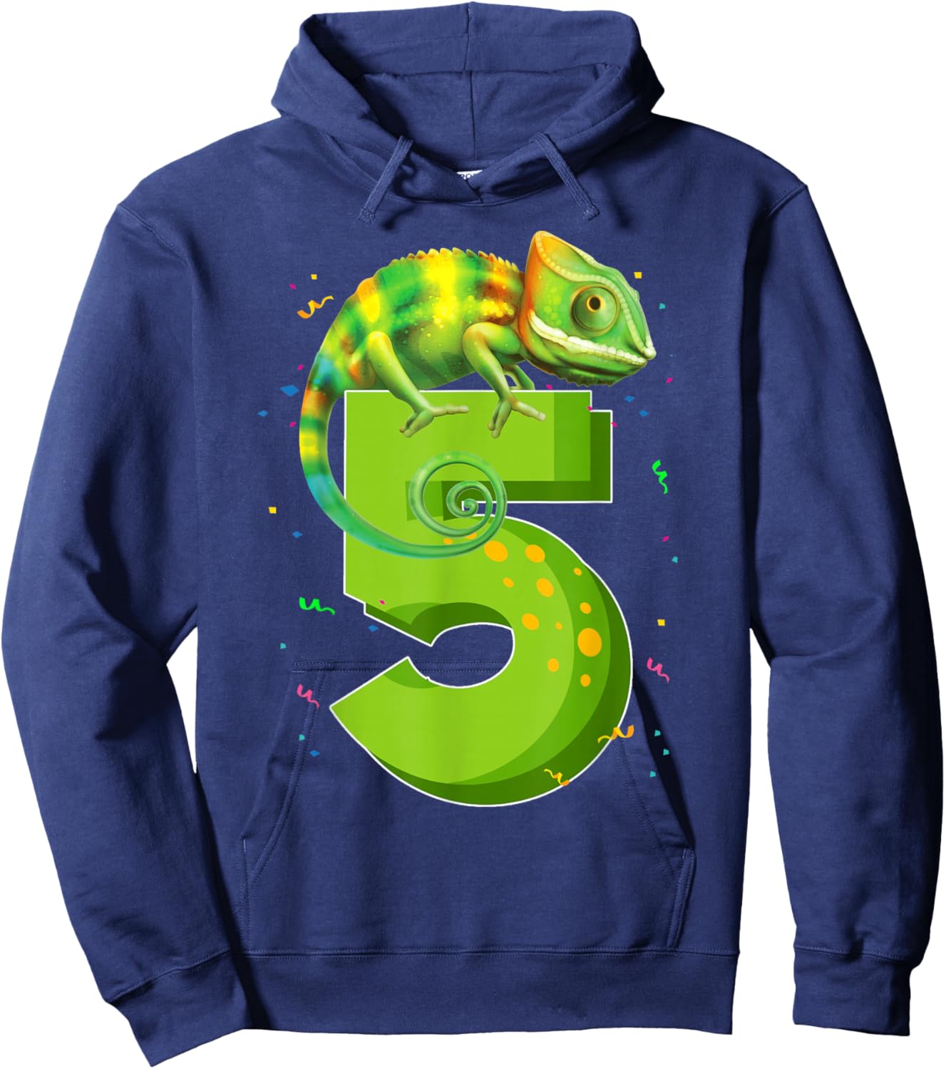 5 Years Old Birthday Chameleon Themed Party 5th Birthday Hoodie - Hoodie | Navy