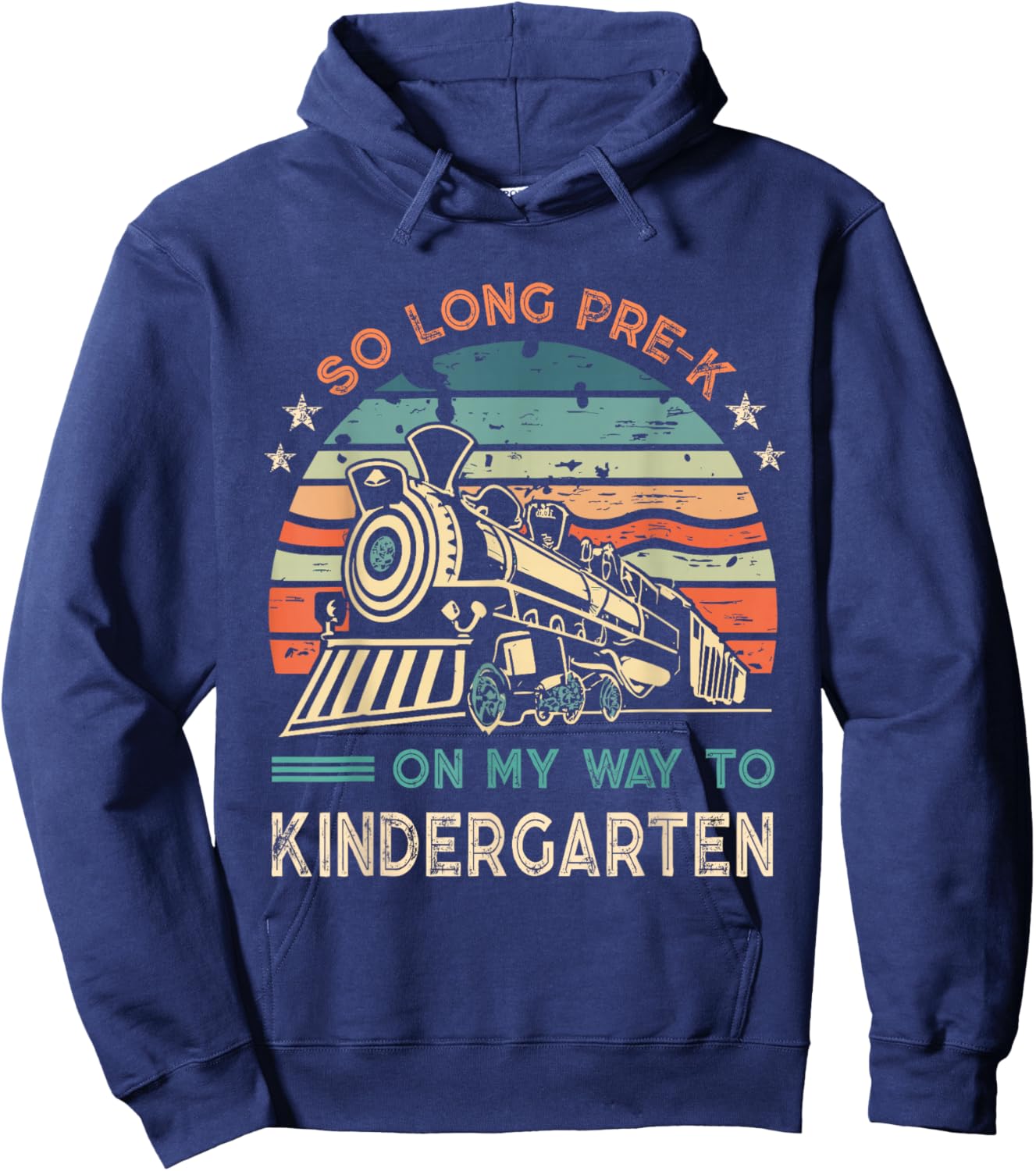 Pre-k Graduation To Kindergarten Retro Vintage Train Kids Hoodie - Hoodie | Navy