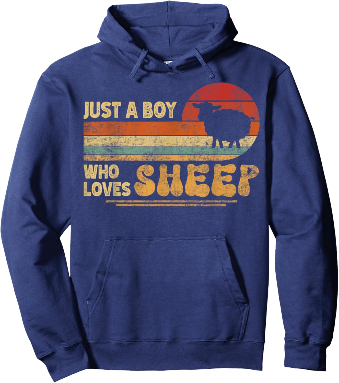 Retro Farmer Funny Sheep Lover | Just A Boy Who Loves Sheep Hoodie - Hoodie | Navy