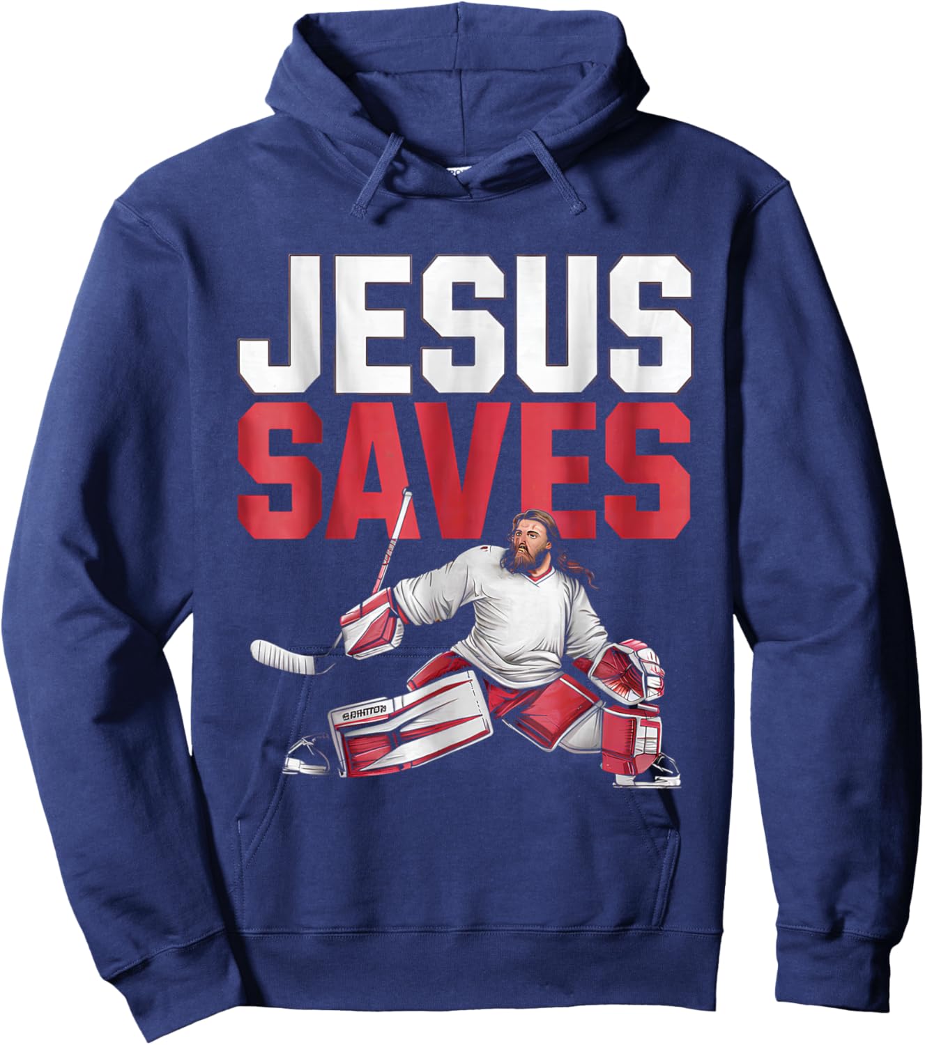 Jesus Saves Ice Hockey Goalie Sport Religious Christian Hoodie - Hoodie | Navy