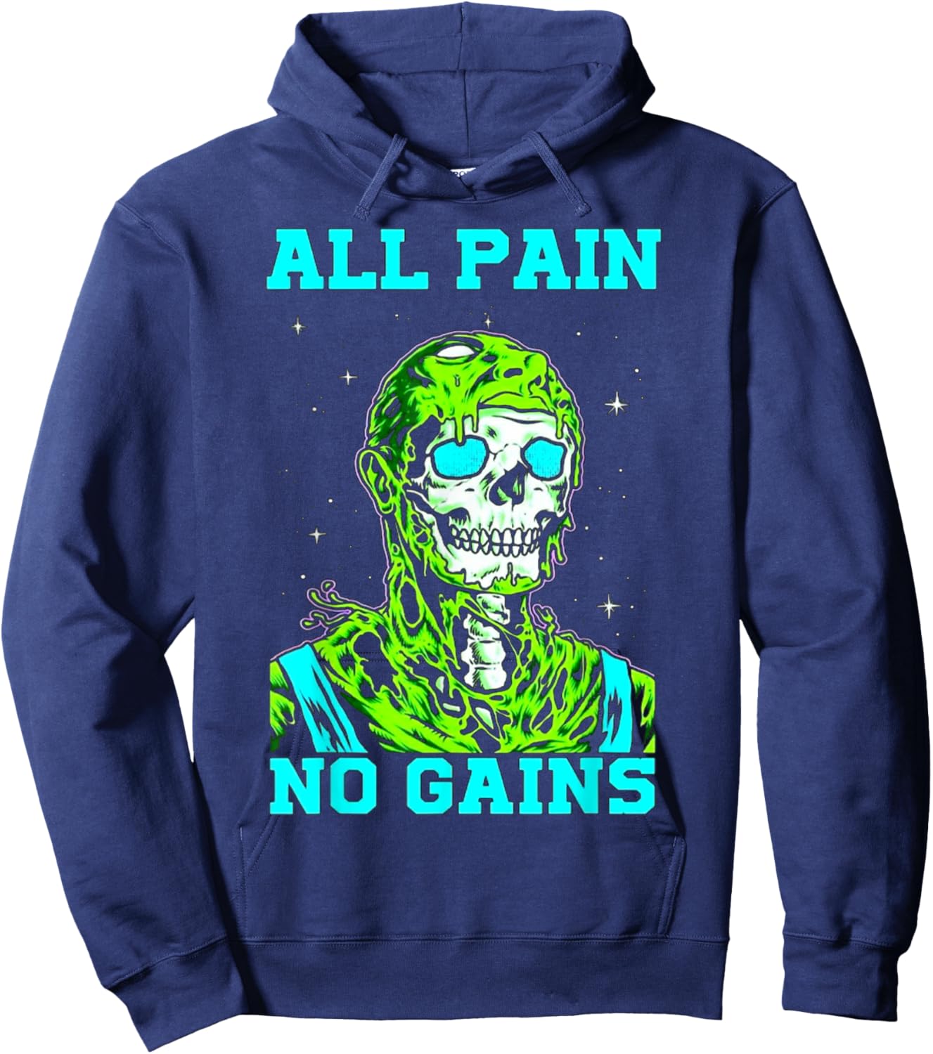 All Pain No Gains Fitness Weightlifting Bodybuilding Gym Hoodie - Hoodie | Navy
