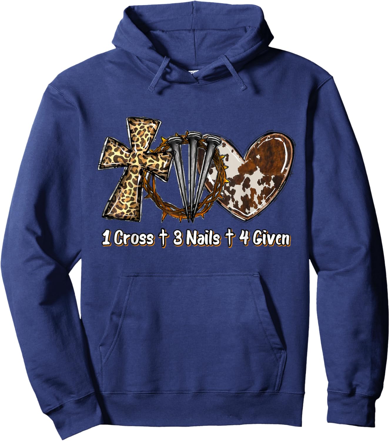 1 Cross 3 Nails Forgiven Christian Easter Gift Hoodie - Hoodie | Navy