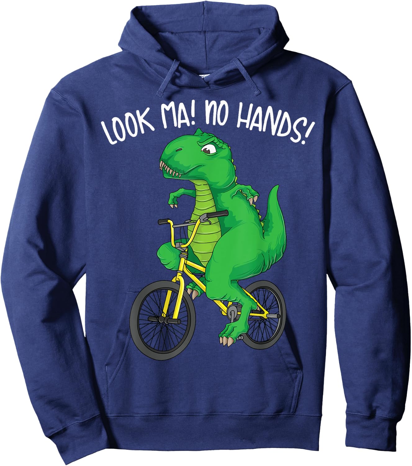 Look Ma! No Hands! | Cute Little T-Rex Biking Funny Boy Gift Hoodie - Hoodie | Navy