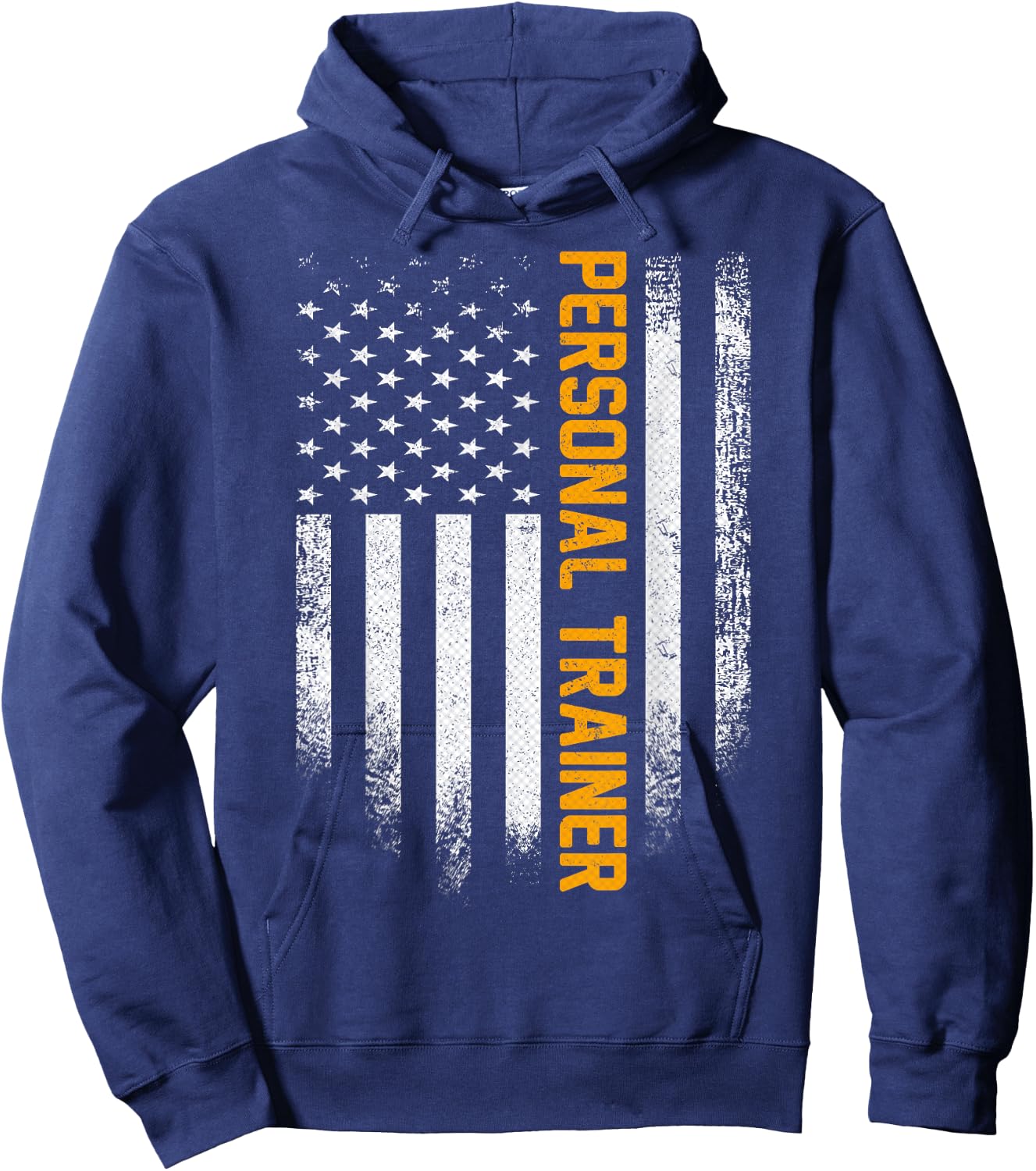 Vintage USA Personal Trainer American Flag Patriotic Funny Hoodie - Hoodie | Navy