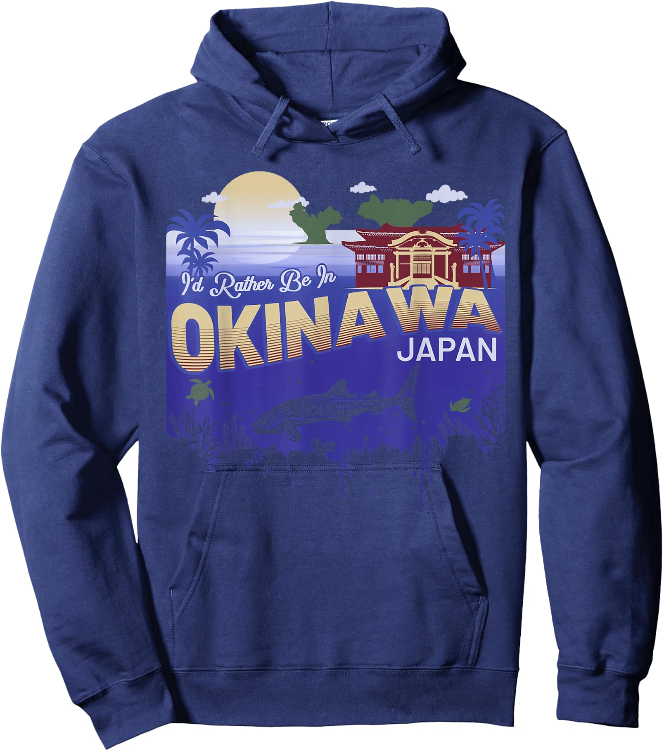 I would rather be in Okinawa Japan vintage souvenir Hoodie - Hoodie | Navy