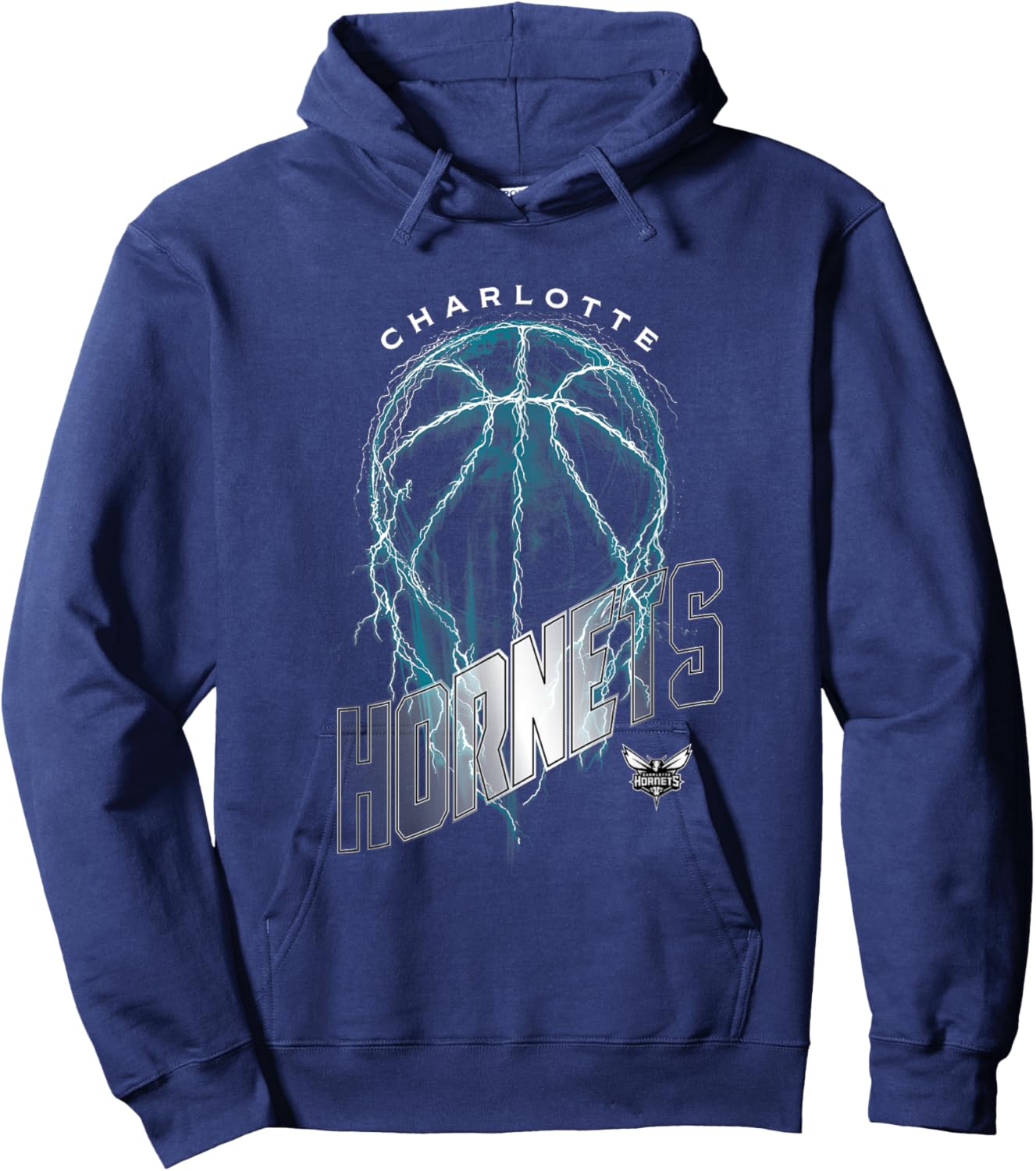 NBA Charlotte Hornets Lightning Bolt Basketball Logo Hoodie - Hoodie | Navy