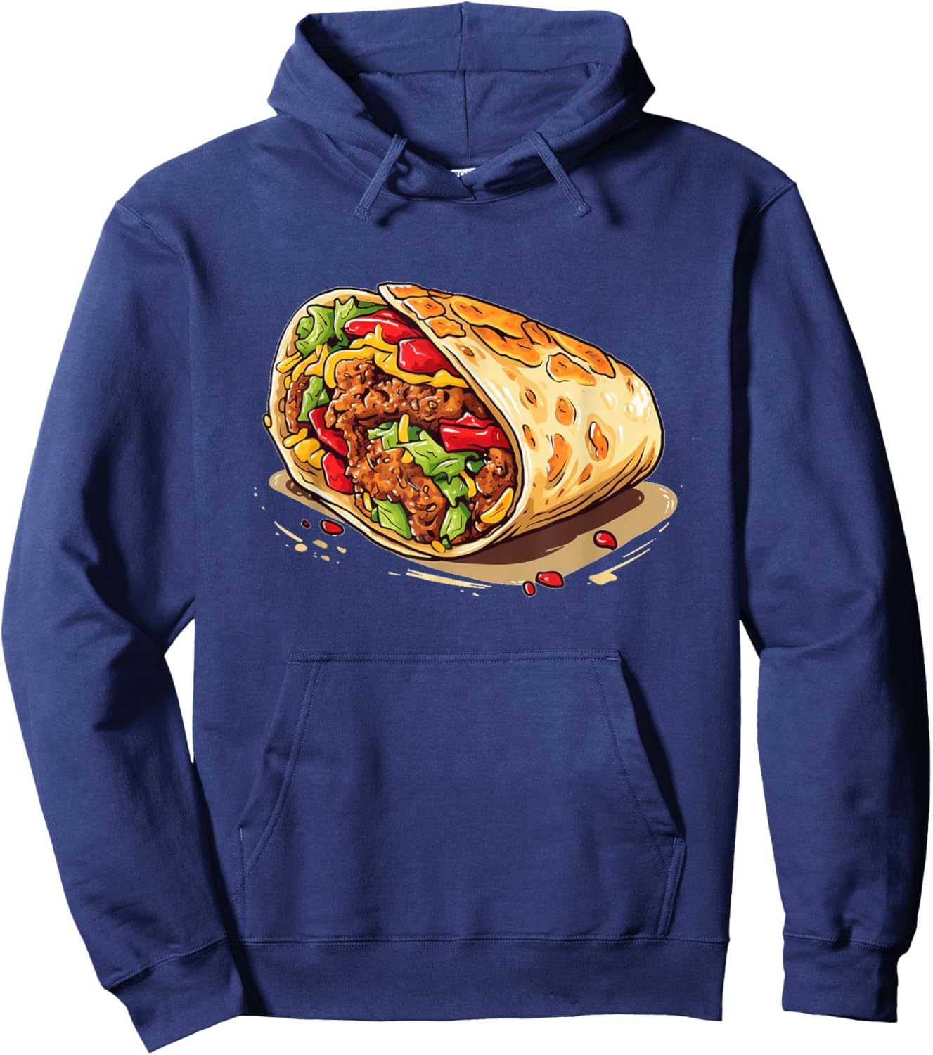 Burrito with Vegetable and Beef for Mexican Food Lovers Hoodie - Hoodie | Navy