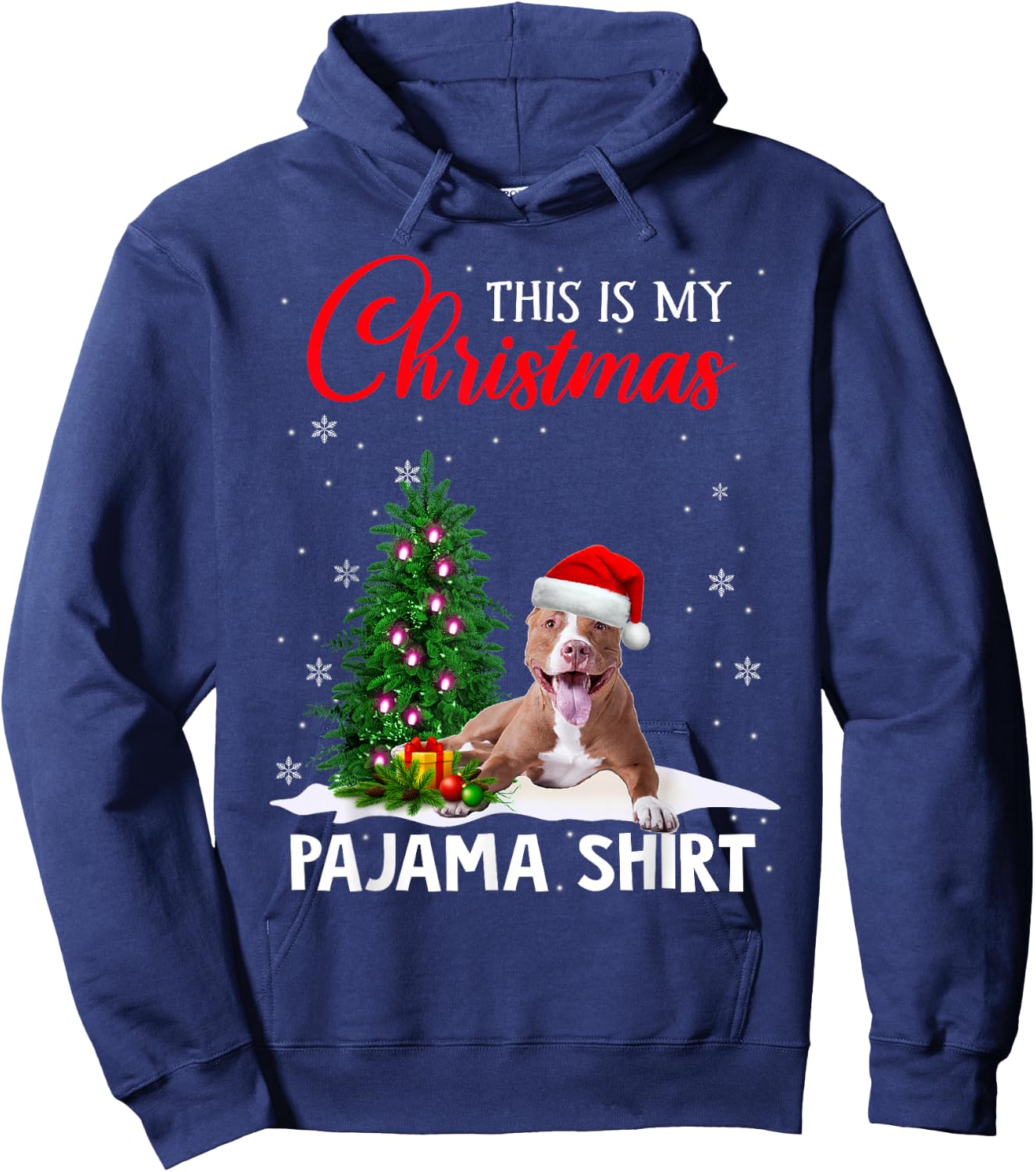 This Is My Christmas Pajama Shirt Pitbull Christmas Dog Hoodie - Hoodie | Navy