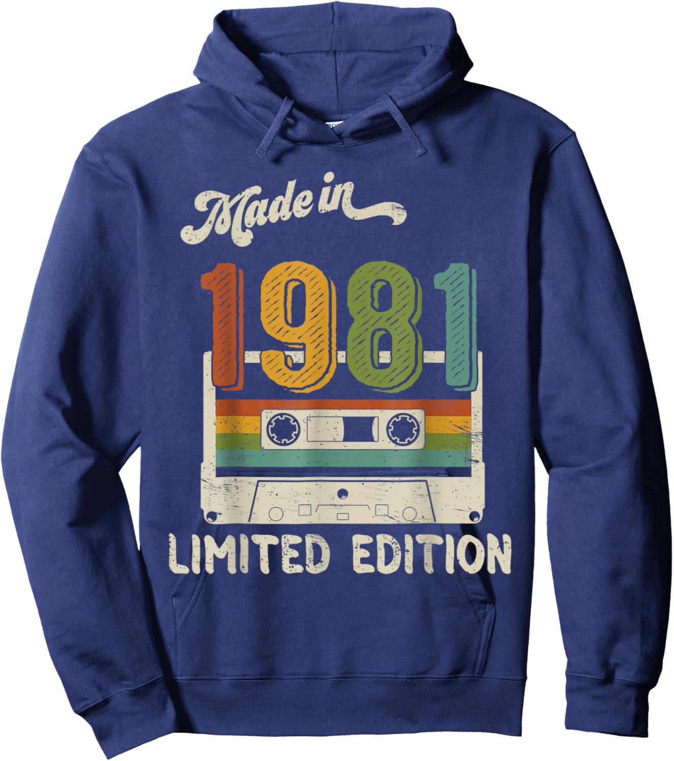 Made In 1981 Limited Edition Retro Cassette 44th Birthday Hoodie - Hoodie | Navy