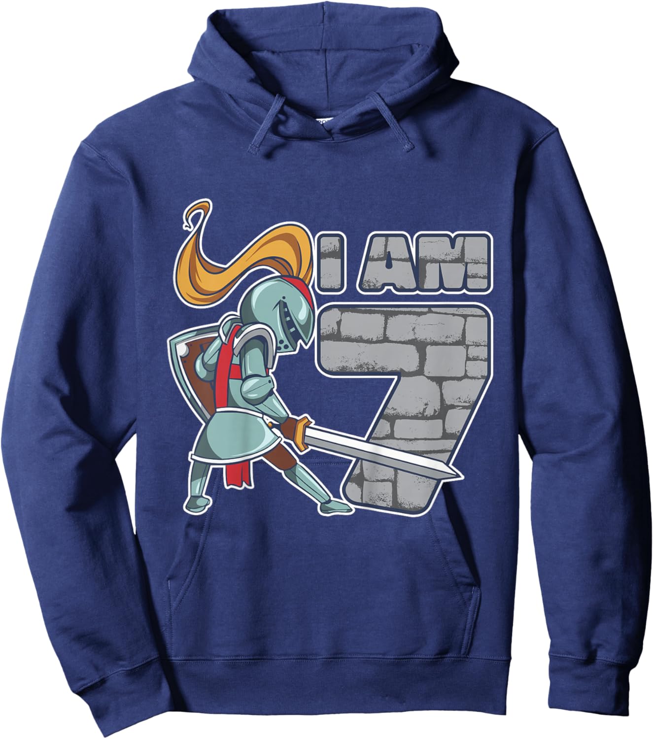 Kids Knight 7 Year Old Birthday Boy 7th Birthday Hoodie - Hoodie | Navy