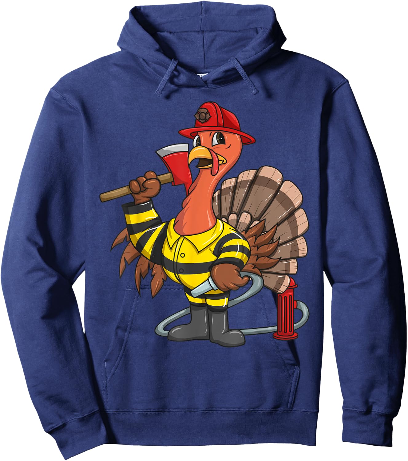 Thanksgiving Firefighter Turkey - Proud Fireman Gift Hoodie - Hoodie | Navy