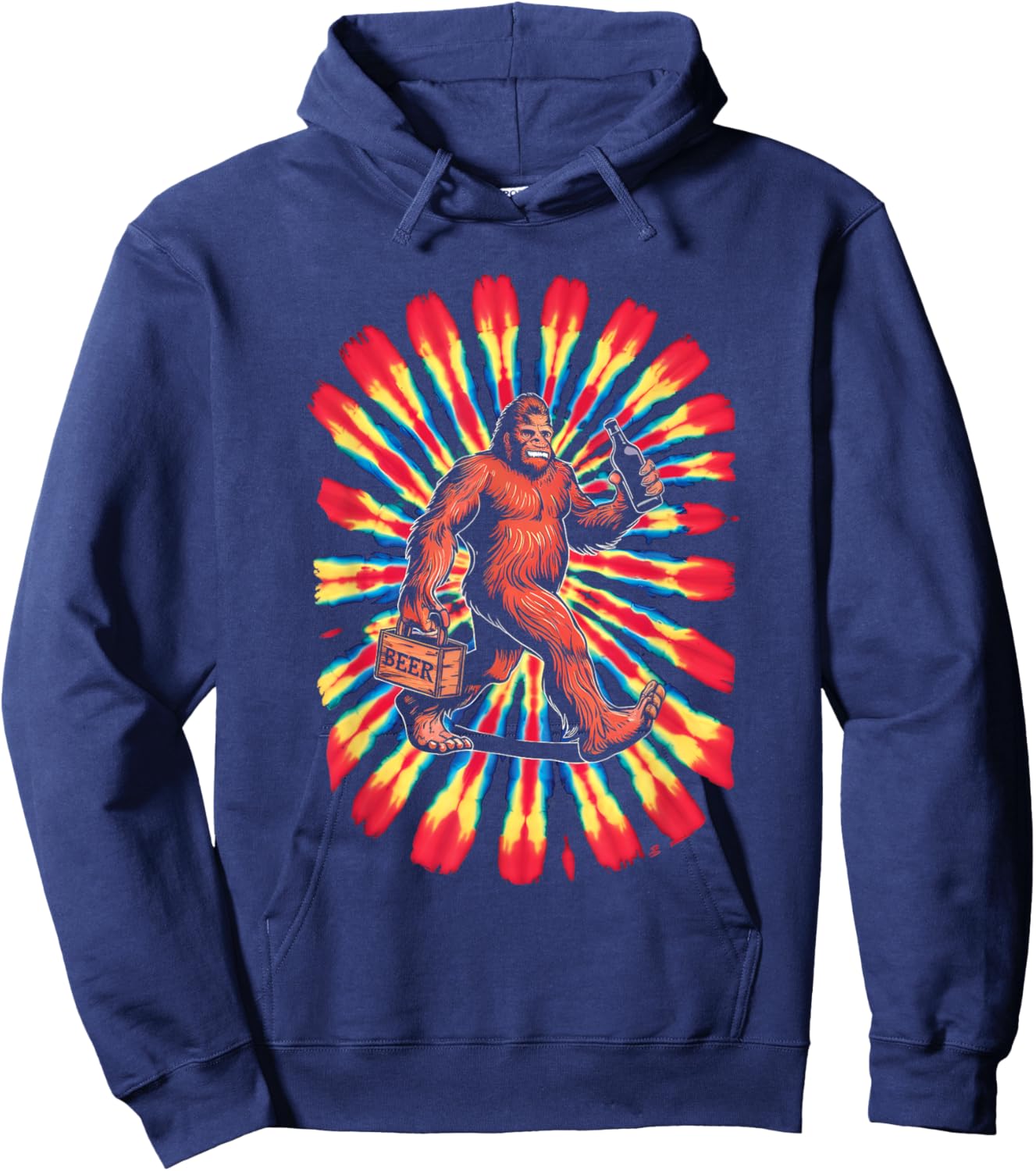 Bigfoot Tie Dye Beer 4th Of July Sasquatch Women Men Hoodie - Hoodie | Navy