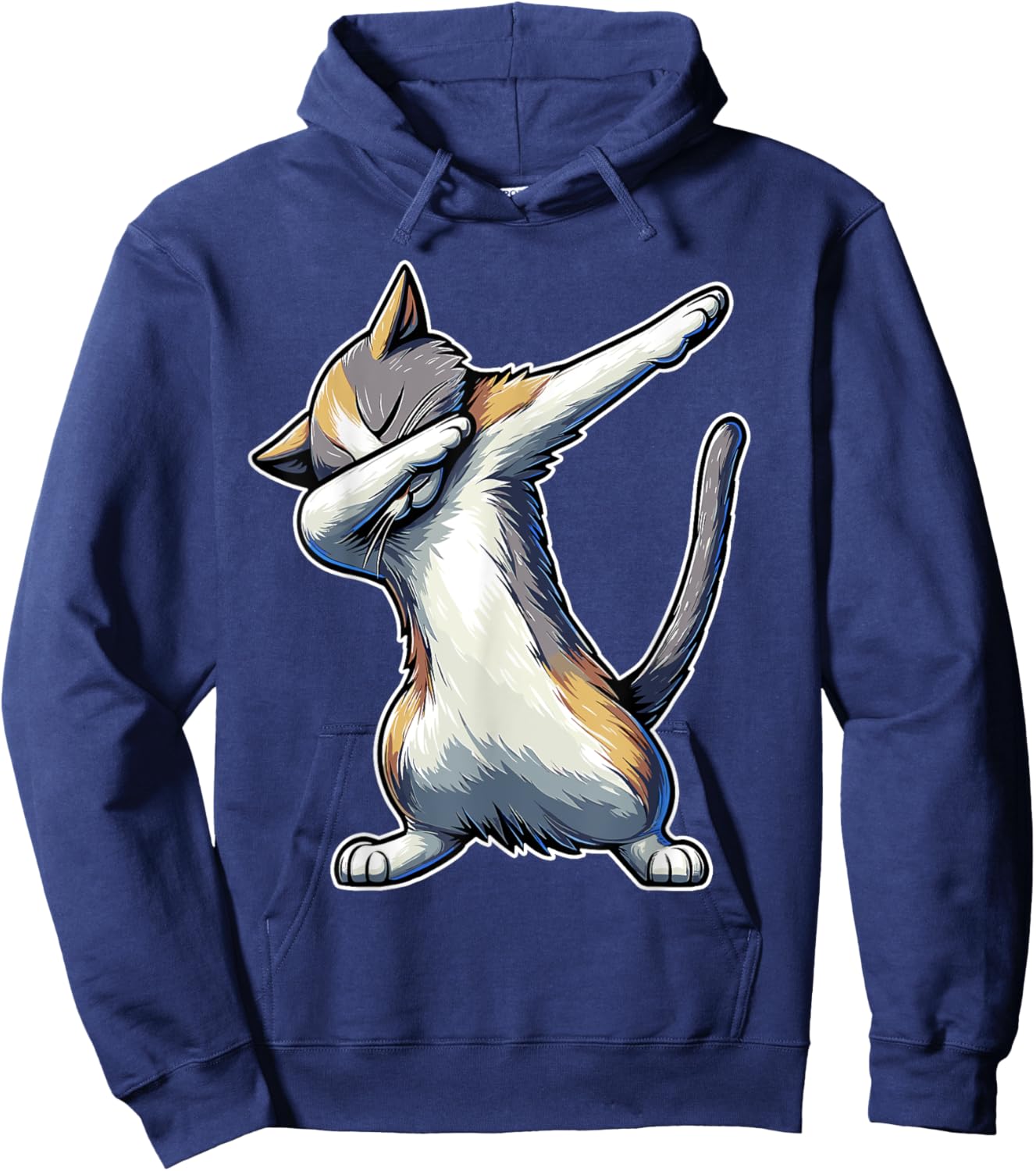 Dabbing Cat Funny Meme Cool Dab Pose Dance Move Feline Lover Men Women Kids Hoodie - Hoodie | Navy
