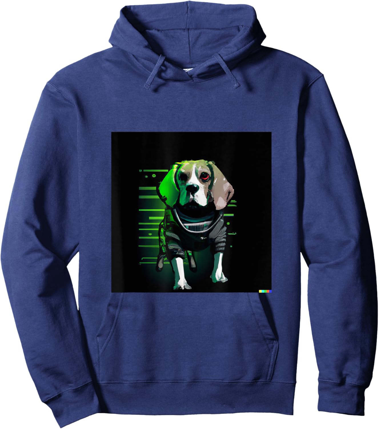 Cyberpunk Beagle | Funny Robot Dog Men Women cute distopic Hoodie - Hoodie | Navy