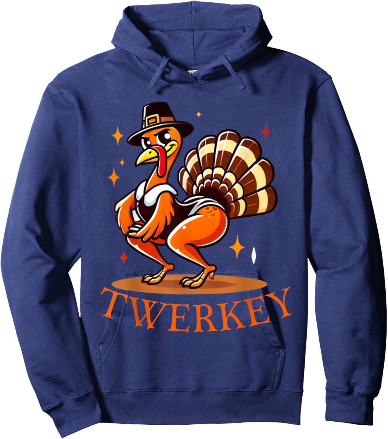 Funny Twerkey Twerking Turkey Dance Pilgrim Thanksgiving Hoodie - Hoodie | Navy