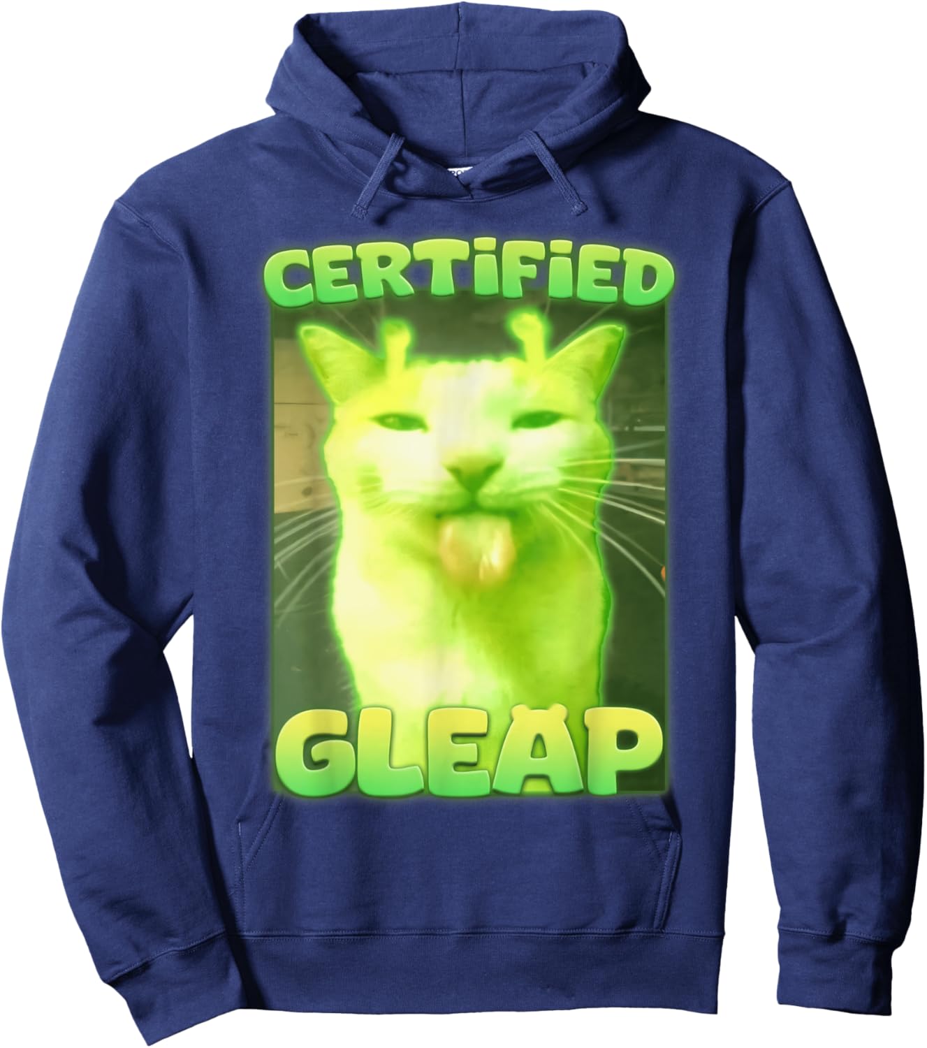 Certified Gleap Funny Alien Brainrot Cat Meme Women Kids Hoodie - Hoodie | Navy