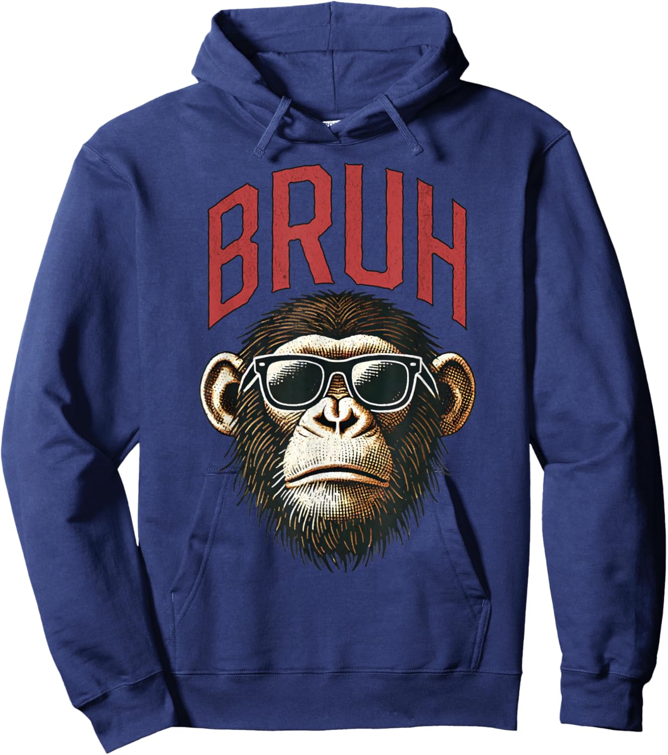 Vintage Style Bruh Chimpanzee Funny Boys Kids Teen Sayings Hoodie - Hoodie | Navy