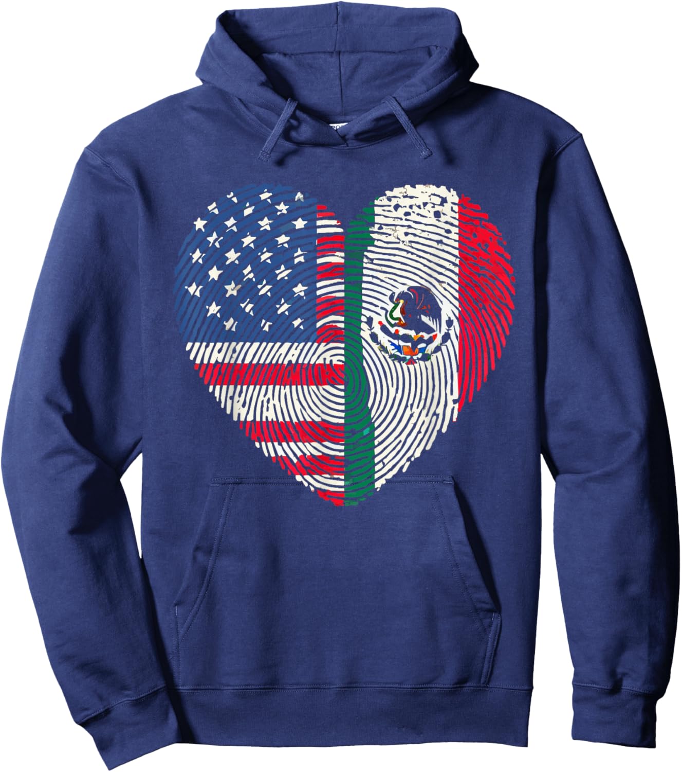 Half Mexican Half American USA Flag Mexico America Hoodie - Hoodie | Navy