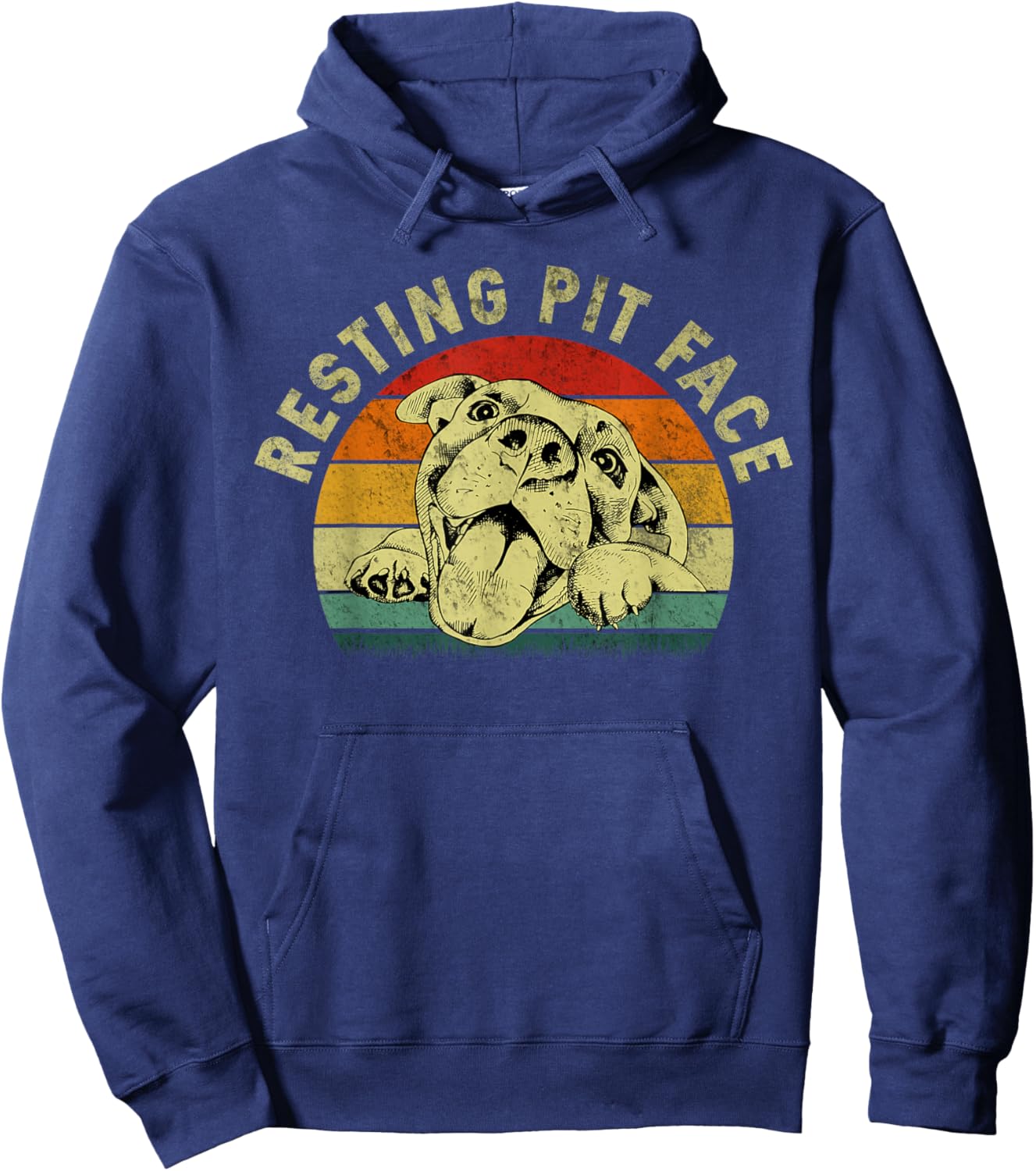 Retro Vintage Resting Pit Face Pitbull Funny Dog Lovers Gift Women Hoodie - Hoodie | Navy