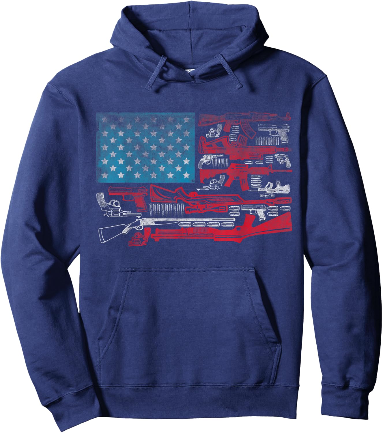 American Flag Guns Riffles Bullets US Flag Weapon Ammo Lover Men Hoodie - Hoodie | Navy