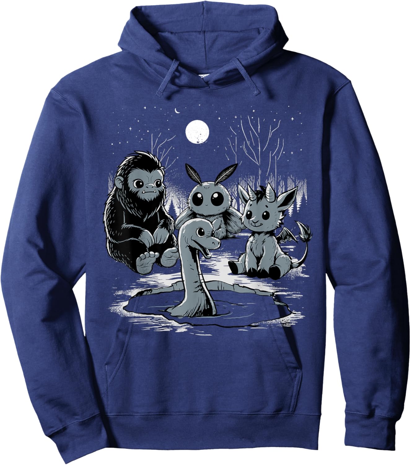 Cryptid Shirt Bigfoot Loch Ness Monster Mothman Jersey Devil Hoodie - Hoodie | Navy