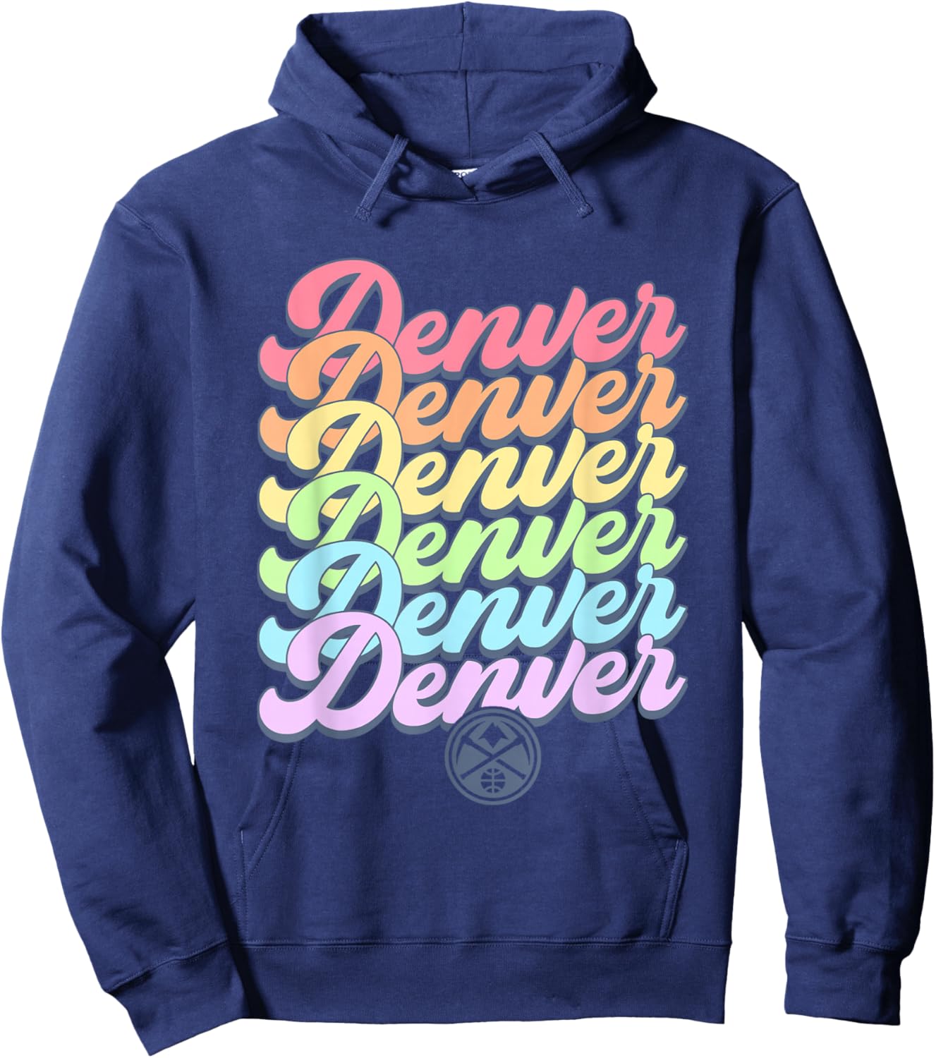 NBA Denver Nuggets Pastel Rainbow Pride Stack Hoodie - Hoodie | Navy