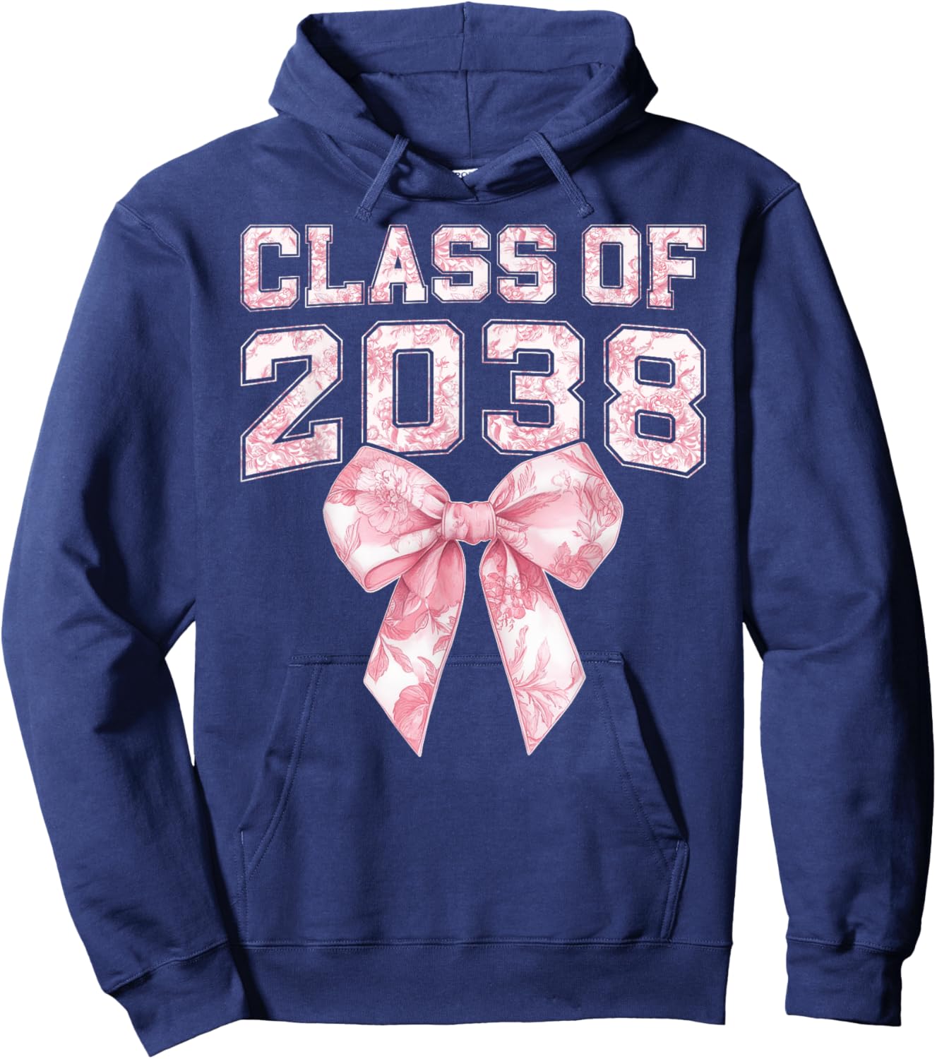 Coquette Bow Preppy Class of 2038 Girly Girl 2038 Graduation Hoodie - Hoodie | Navy