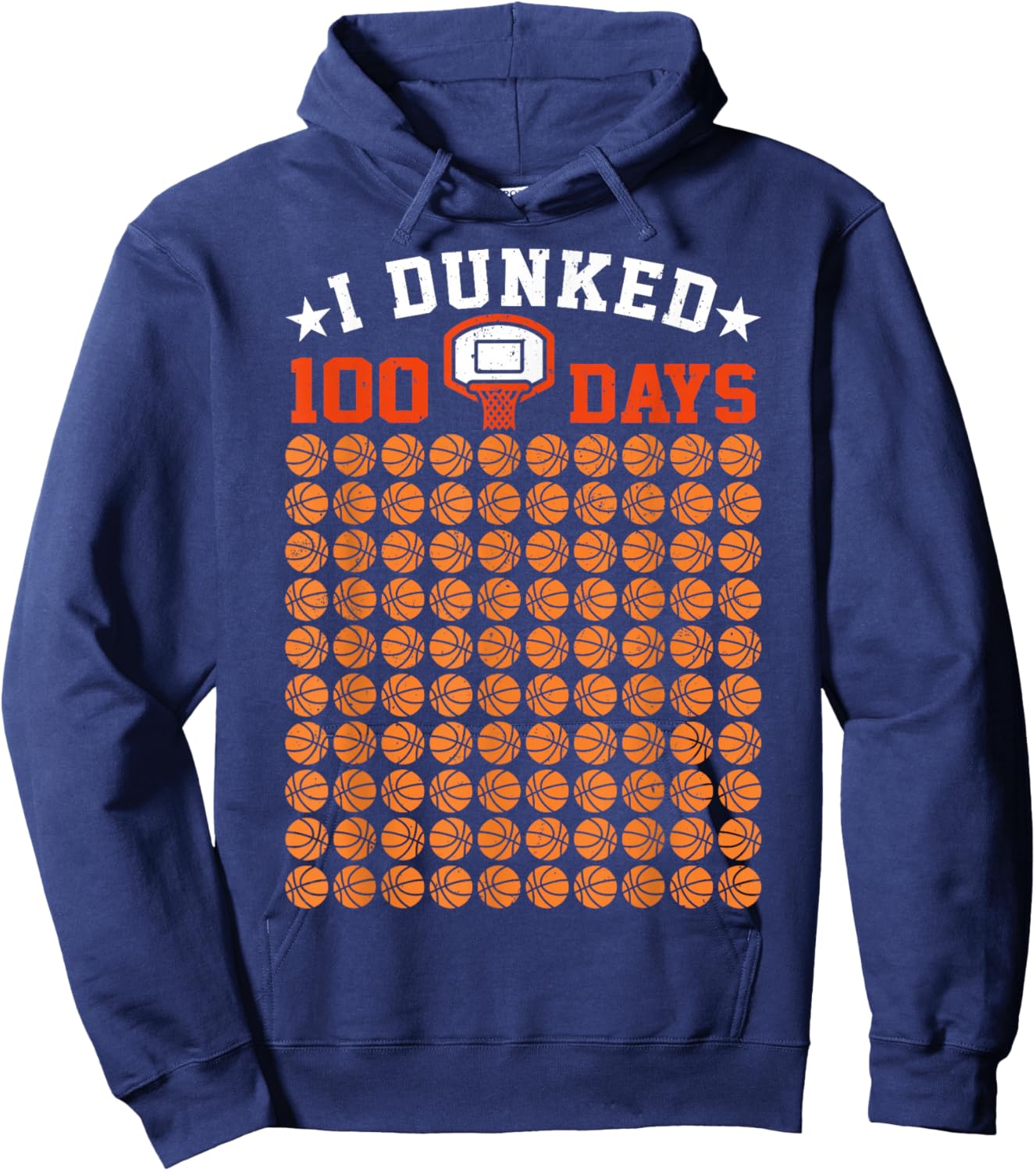 I Dunked 100 Days Of School Basketball 100th Day Boys Kids Hoodie - Hoodie | Navy