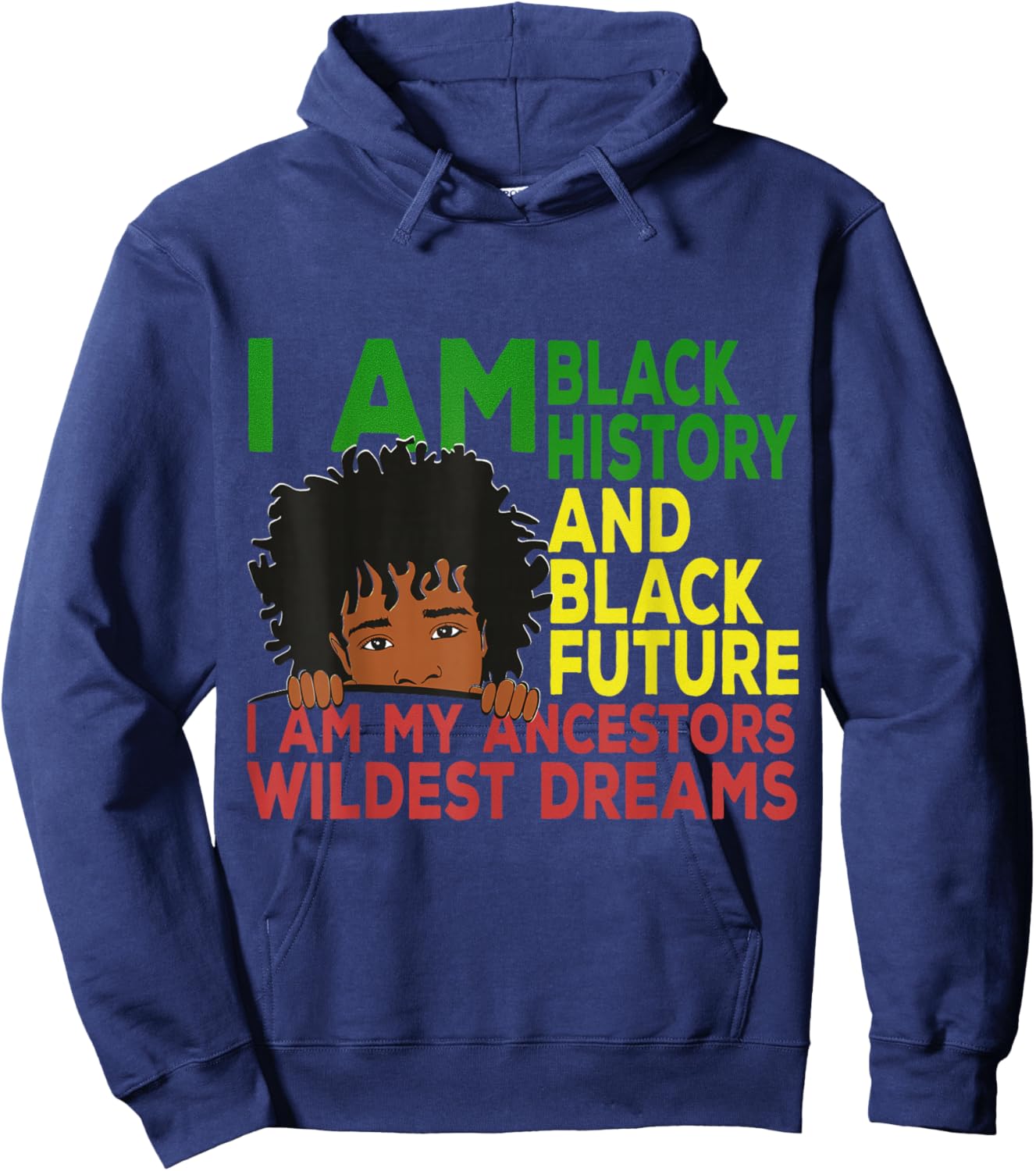 Happy Juneteenth Independence Teen Youth Afro Locs Black Boy Hoodie - Hoodie | Navy