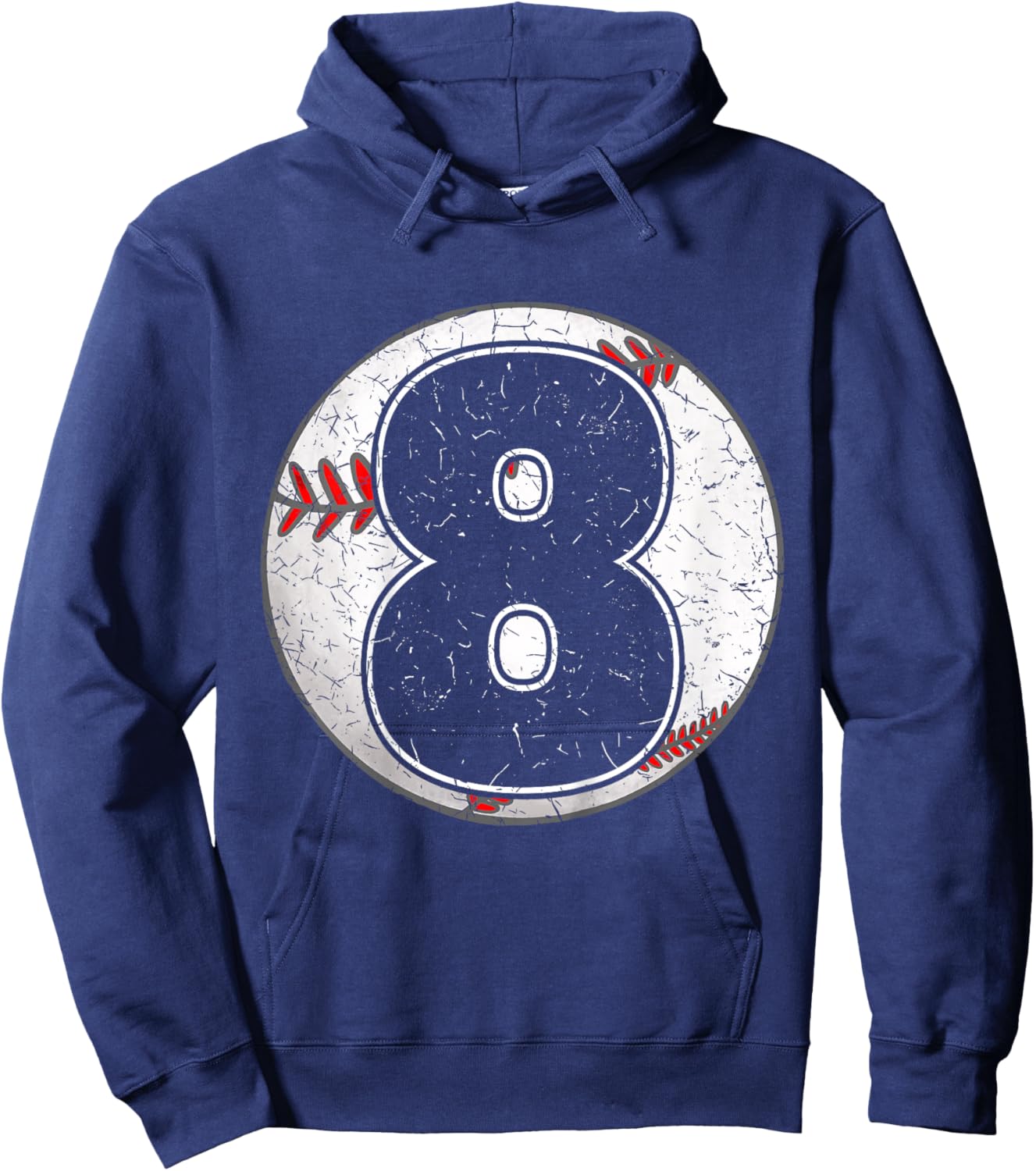 Kids Birthday Boy 8 Eight Baseball 8th Birthday Baseball Player Hoodie - Hoodie | Navy