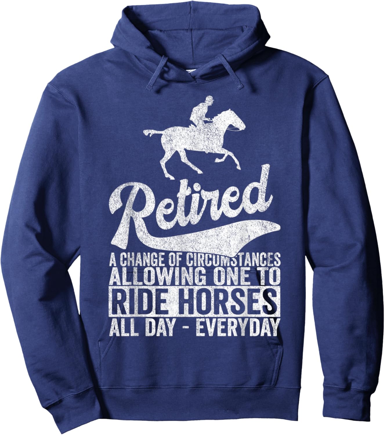 Funny Retired Definition Retirement Plan Horse Riding Retro Hoodie - Hoodie | Navy
