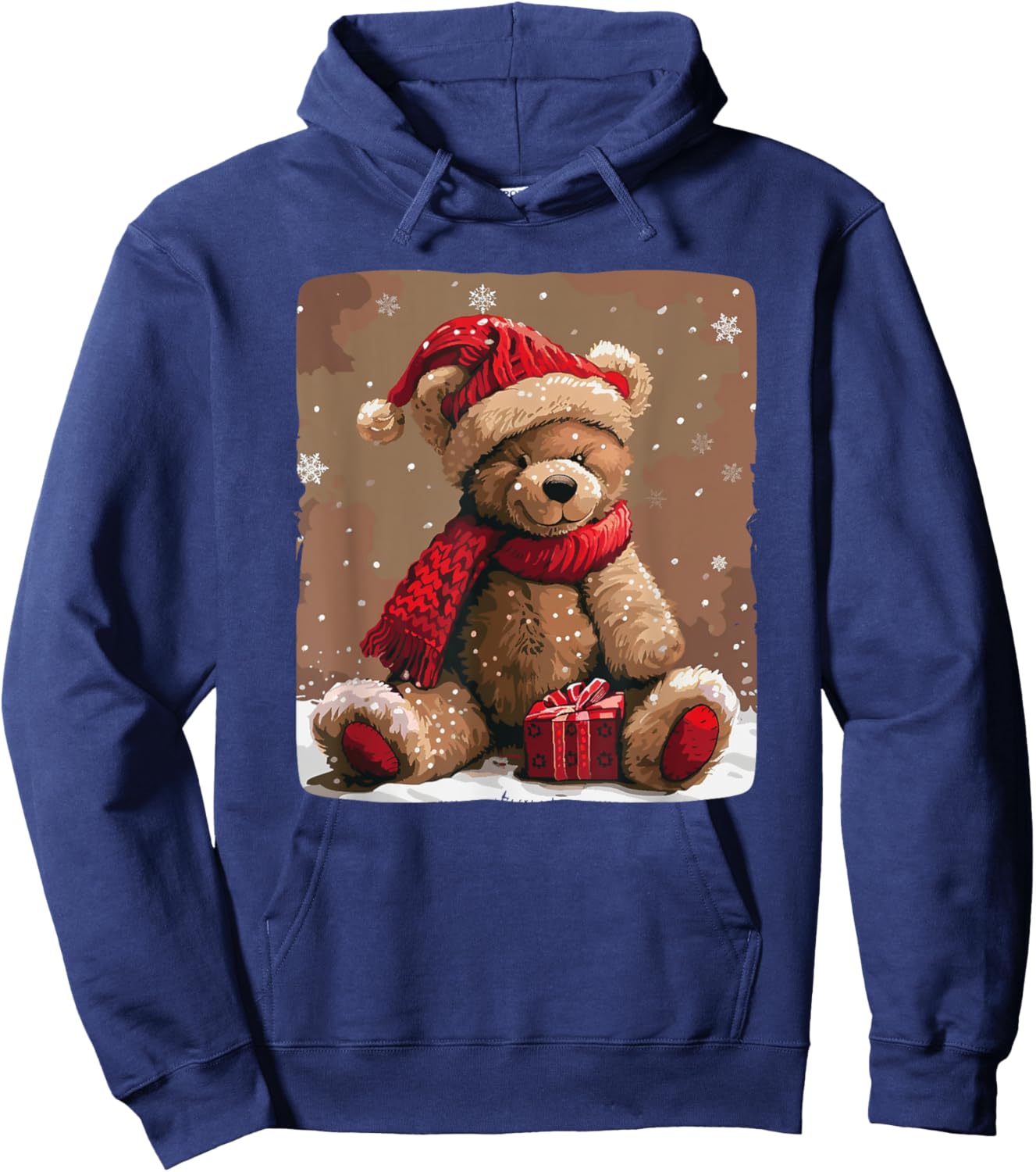 Happy Teddy Bear with Shawl and Christmas Hat Costume Hoodie - Hoodie | Navy